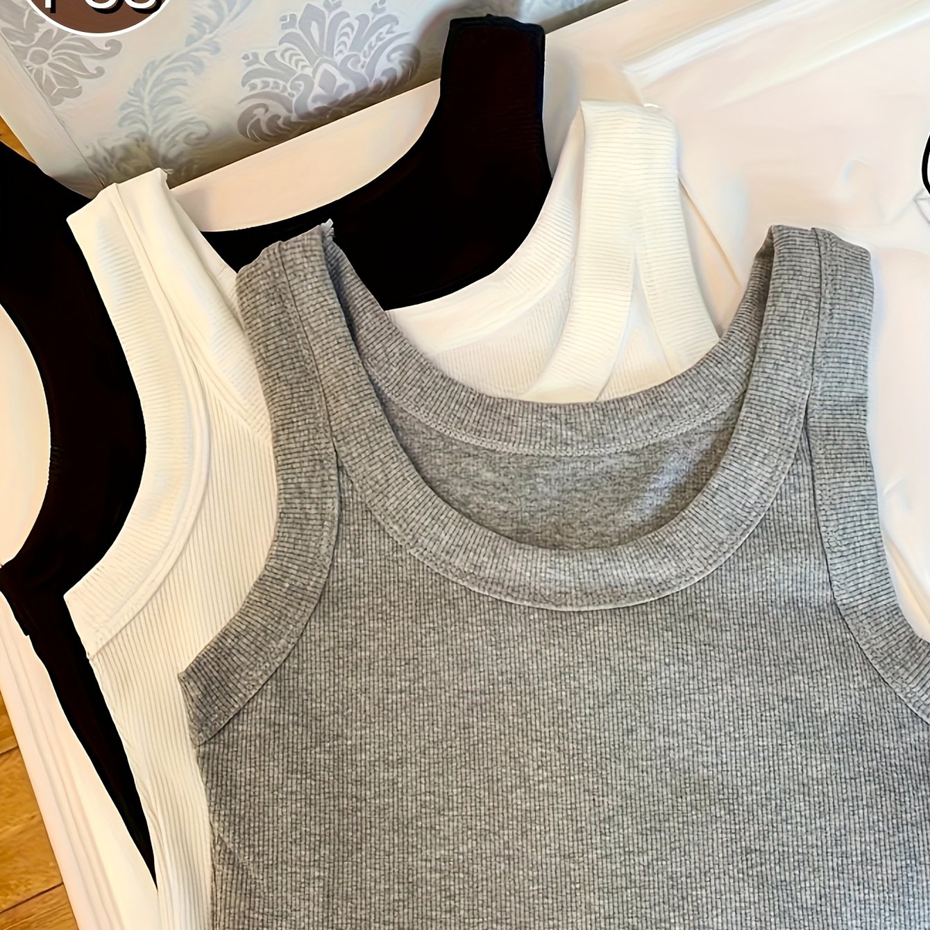 3pcs Women's Threaded Vest With Wide Straps, Stretchy And Simple Solid Color Versatile Layering Piece