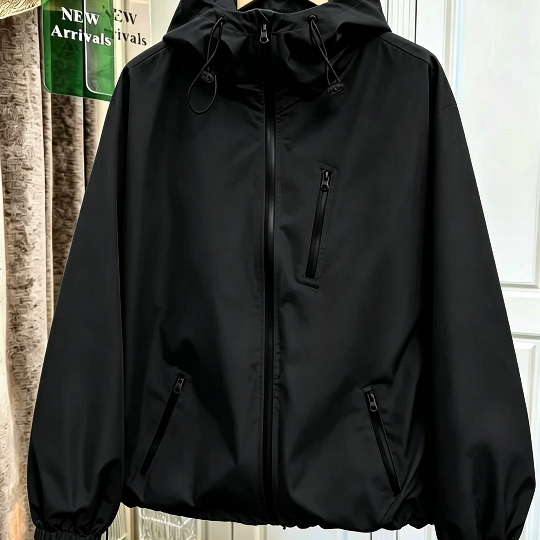 TEMU Plus Size, Women's Windbreaker Jacket With Pockets For Outdoor And Office Wear