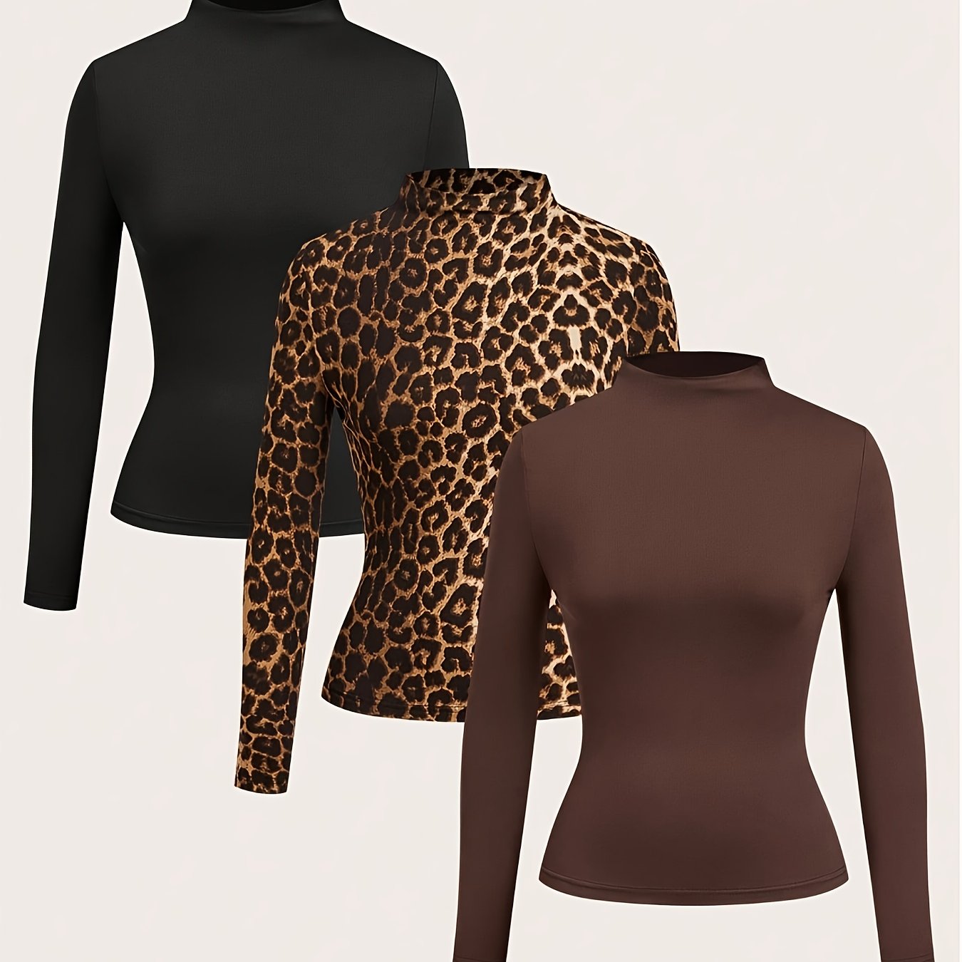 TEMU 3pcs Ladies' Long-sleeve T-shirts