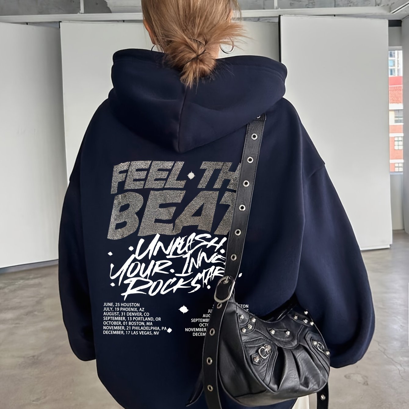 TEMU Women's Autumn/winter -lined Sweatshirt! "" Lettering, "vintage Rock Style 's Top " Loose Fit With Vintage-textured Rock Slogan   Print,