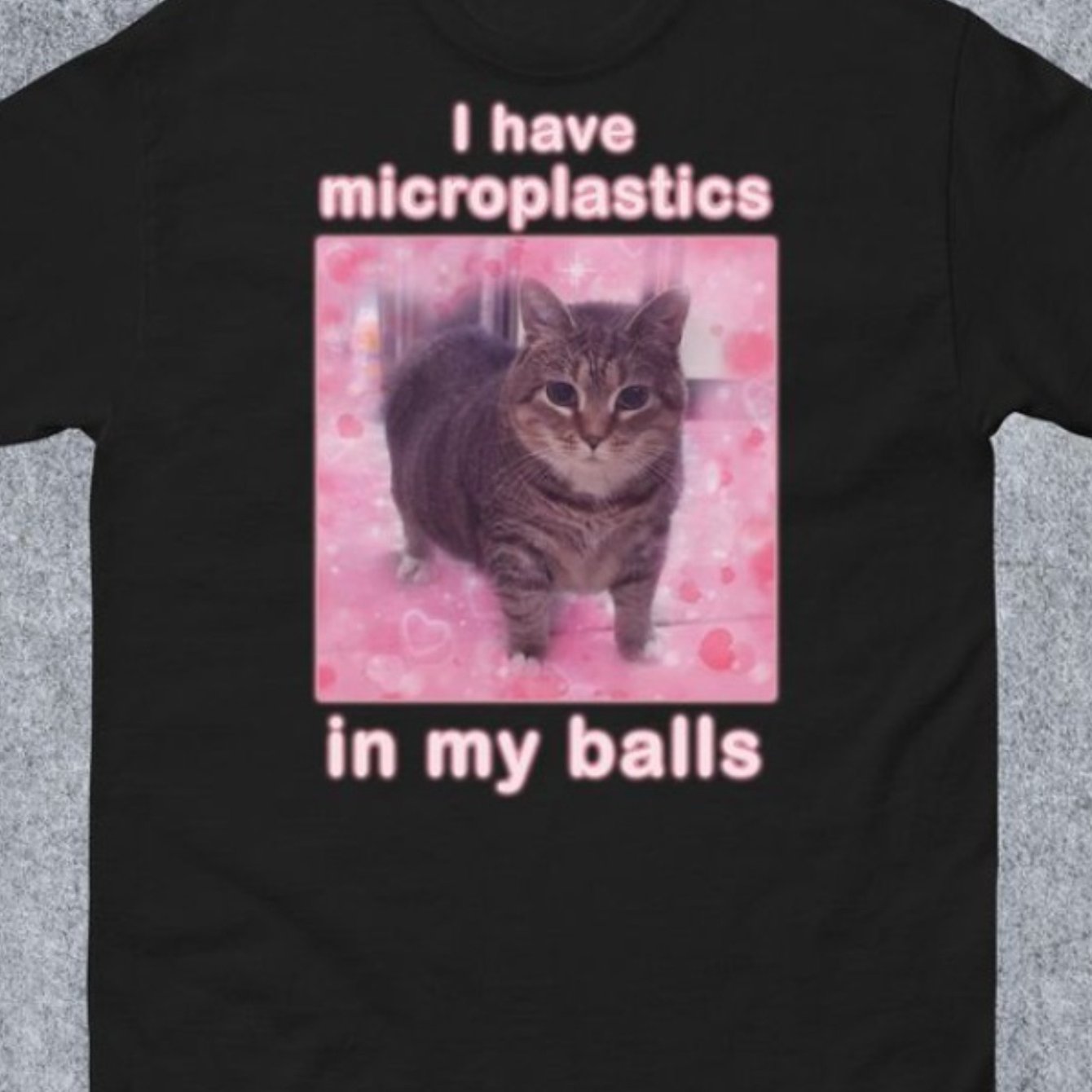 TEMU New Year's Christmas Valentine's Day Gift I Have Microplastics In Funny Cat Meme Comfortable Men's Round Neck Short Sleeves T-shirt 180g