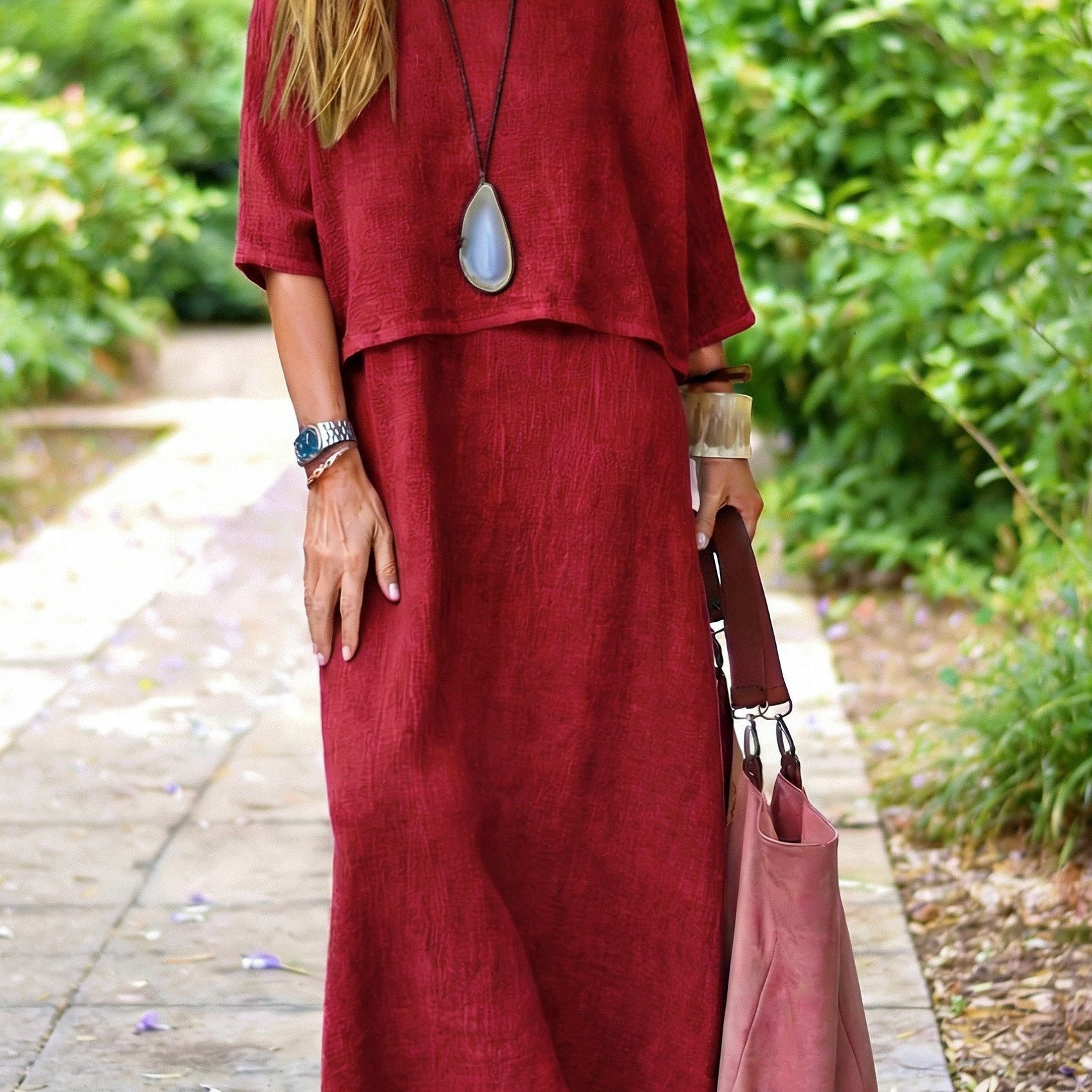 Women's Elegant Casual Solid Color 2pcs Dress Set