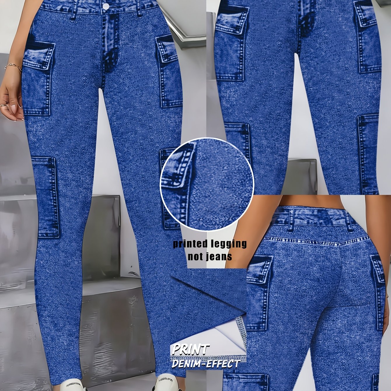 TEMU [printed Pants - Not Denim Fabric] (printed Leggings, Non-denim Fabric) High-waisted, Hip-enhancing, And, With Stretch No Constraints, Versatile