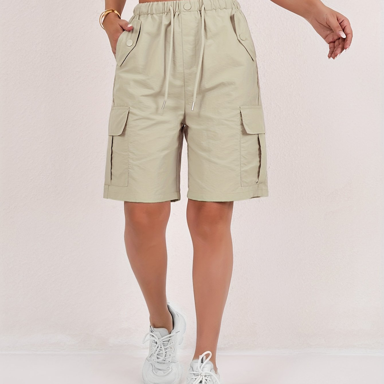 E-shop American Outdoor Schnelltrocknende Arbeitsshorts Damen Freizeit High-Waist Damen Five-Point Hose Maschinenwaschbar Mid-Pants Locker