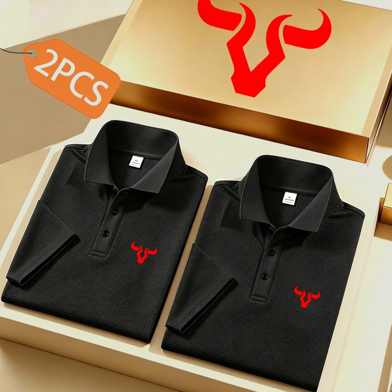 TEMU Back-to-school 2pcs Pattern Plus Size Men's Outdoor Golf, Equestrian Casual Collar Short Sleeve Textured Fabric, Mature Men's Business Casual