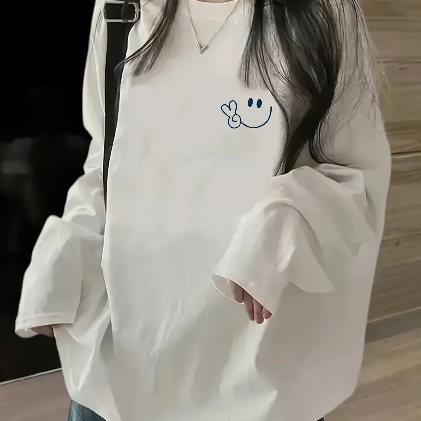 TEMU - 프린트 긴팔 티셔츠, 캐주얼 폴리에스터 소재 - 가을과 겨울 시즌에 완벽한 여성용 패션, 편안하고 부드러운 통기성 데일리 웨어