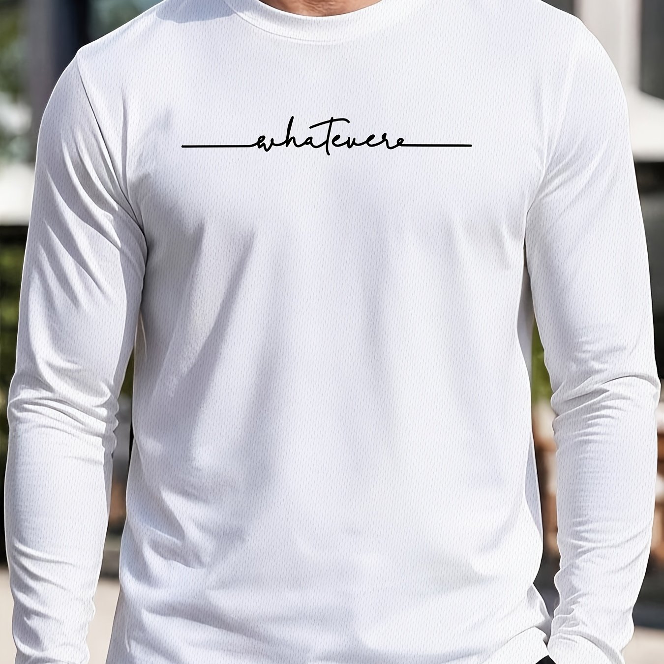 TEMU Men's Round Neck Long Sleeve T-shirt, Style Breathable Tee, Casual Comfortable Top For Spring , Gift For Men