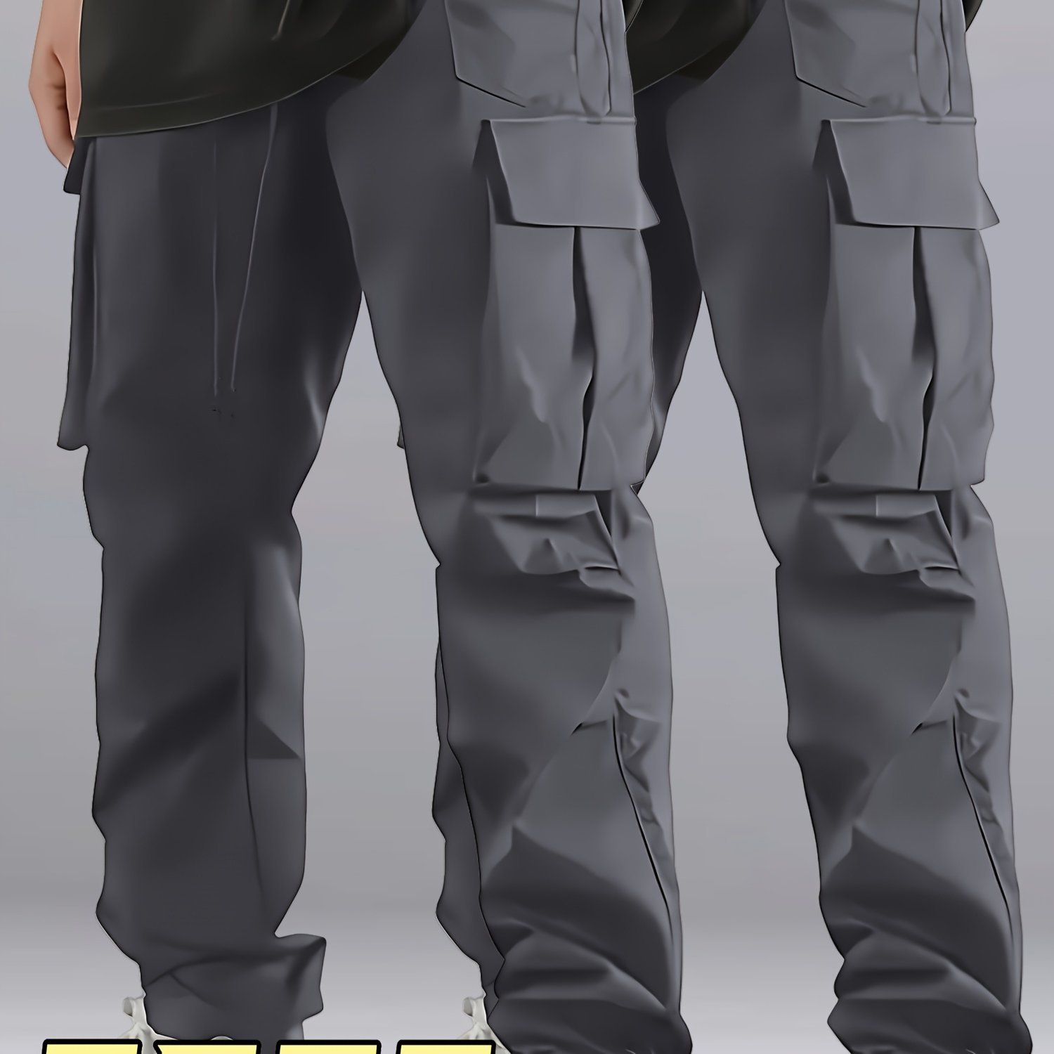 Image of 2pcs Men's Loose Straight Cargo Pants, Casual Cargo Pants, Breathable And Comfortable Loosestraight Trousers, With Multiple Pockets, Comfortable In - Hiking, Fishing, Angling, Casual Outdoor Trousers