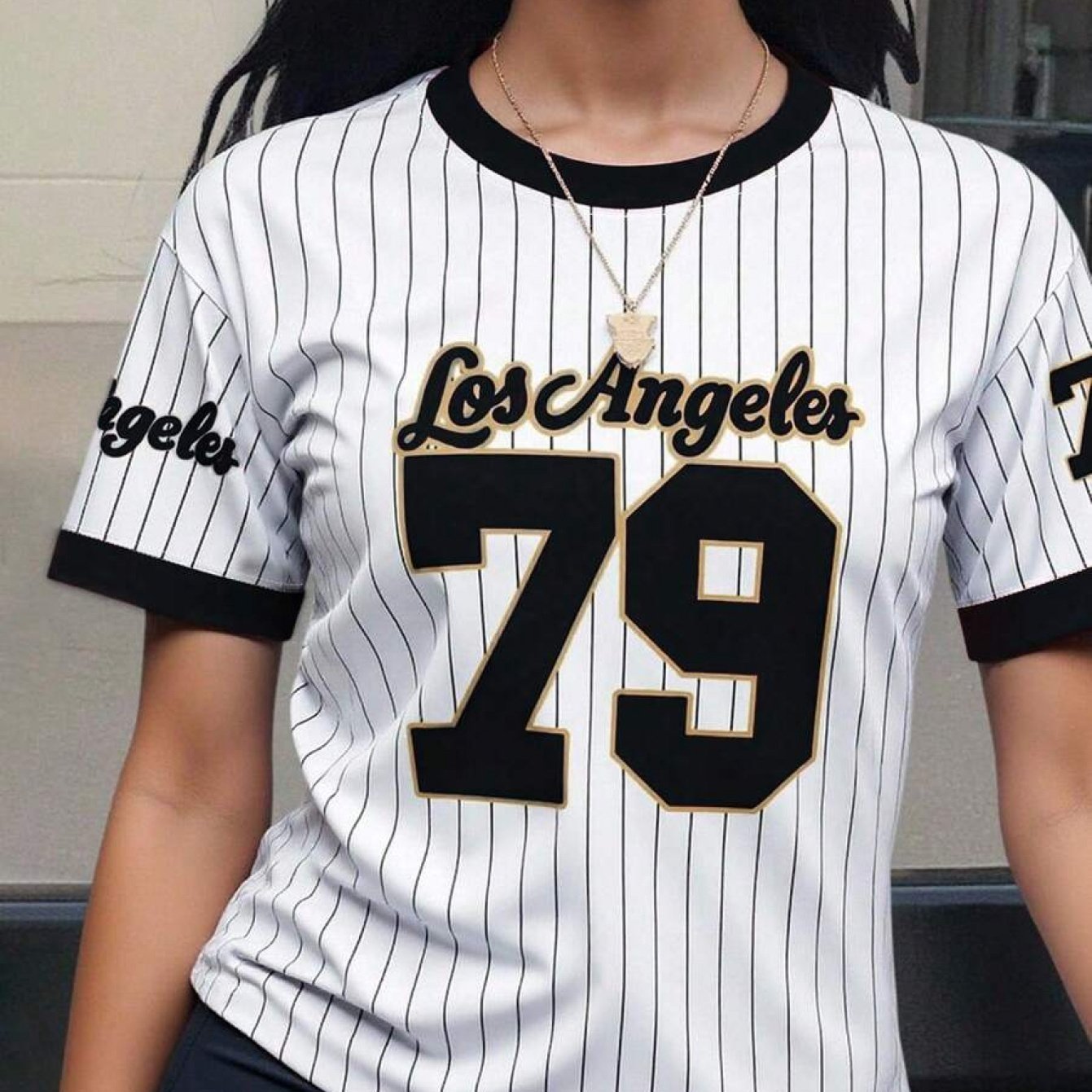 TEMU Women's Los Angeles -themed T-shirt - Soft Breathable Short-sleeve Top With Print, Machine Washable Casual Tee Suitable For Spring, Autumn &