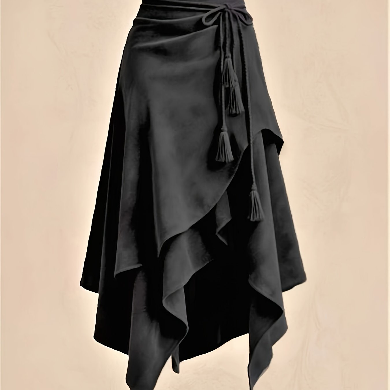 TEMU 2026 New European And High-end Designer High-waist Fringe Trim Skirt - Zllz