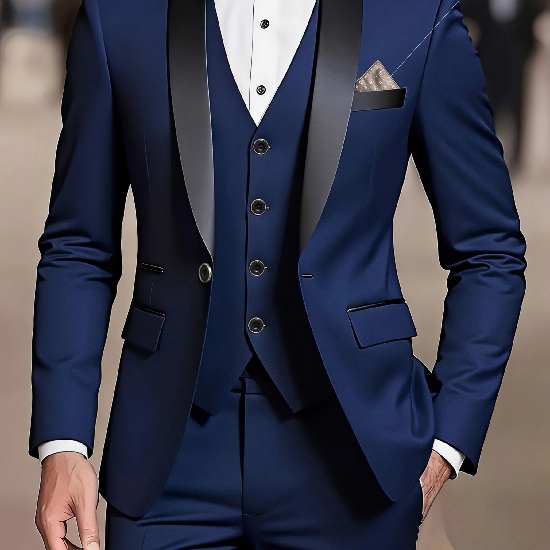 TEMU Conjunto de traje de 3 piezas para hombre de corte entallado con solapa de tira, chaleco y pantalón de un solo botón de color liso, ropa formal