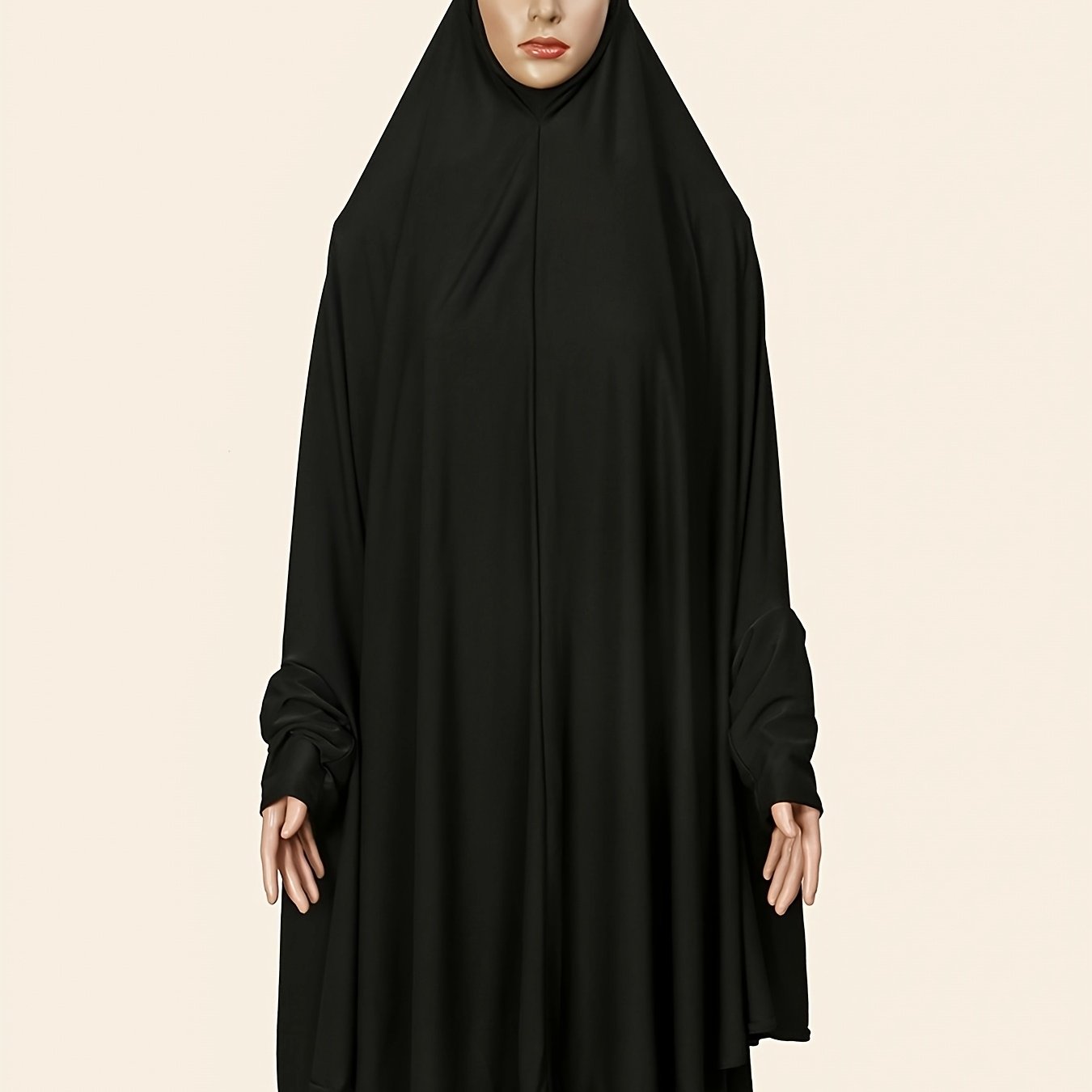 TEMU トなイスラム教徒女性用スカーフ付きアバヤ 伸縮性のある袖口とゆったりフィット - 軽量・通気性・速乾性の祝祭用礼拝アバヤ 柔らかく軽やかな二重層の大きなスカーフ付き イード、普段着、アウトドアに最適 流れるようなスタイルで快適なフィット感