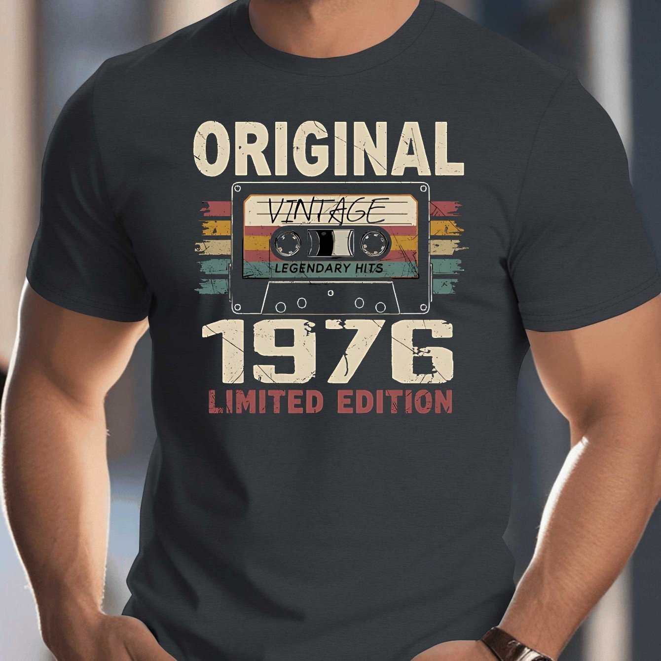 TEMU Maglietta Regalo per 50簞 Compleanno - Stampa di Nascita 1976, T-Shirt Casual Maniche Corte , per 50 Anni, Abbigliamento Estivo per Compleanno e