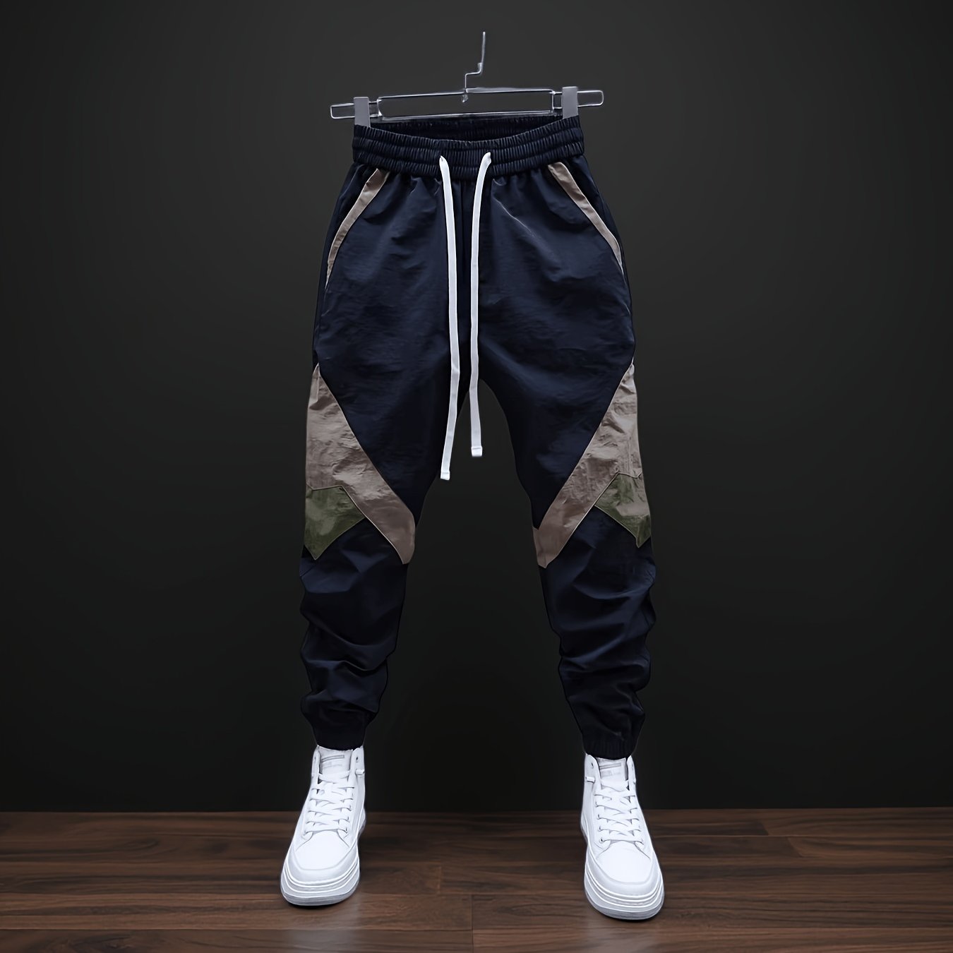 TEMU Pantalones largos holgados de otoño para hombre, estilo casual, con cordón en la cintura