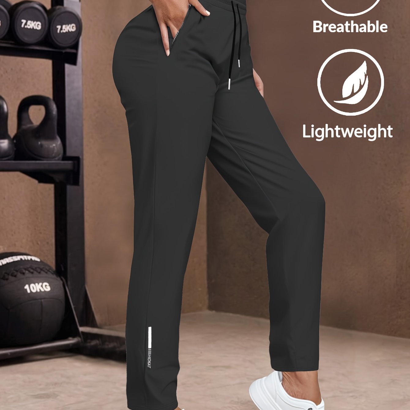 TEMU Women's Casual Long Pants, Stretch Fabric Suitable For Outdoor Wear, And Fitness, With Pockets And Drawstring