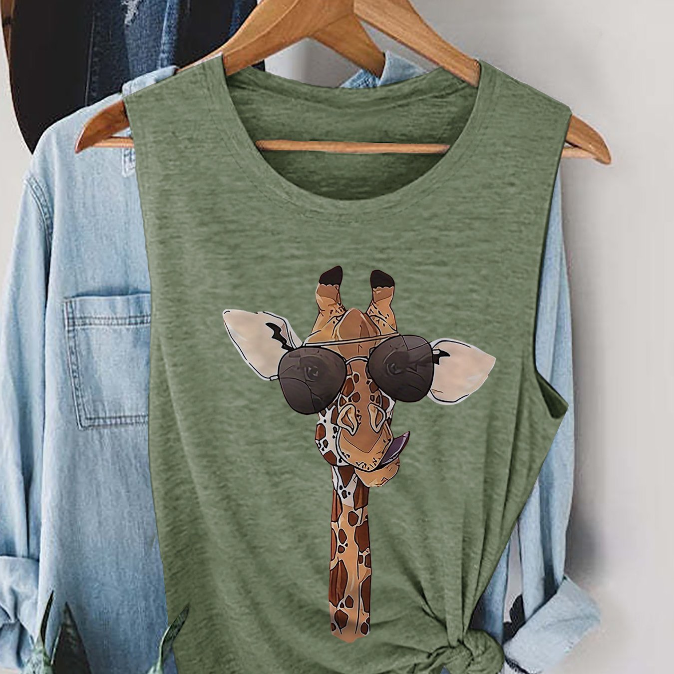 Image of Graphic Print Tank Top, Sleeveless Casual Top For Summer And Spring, Women's Clothing