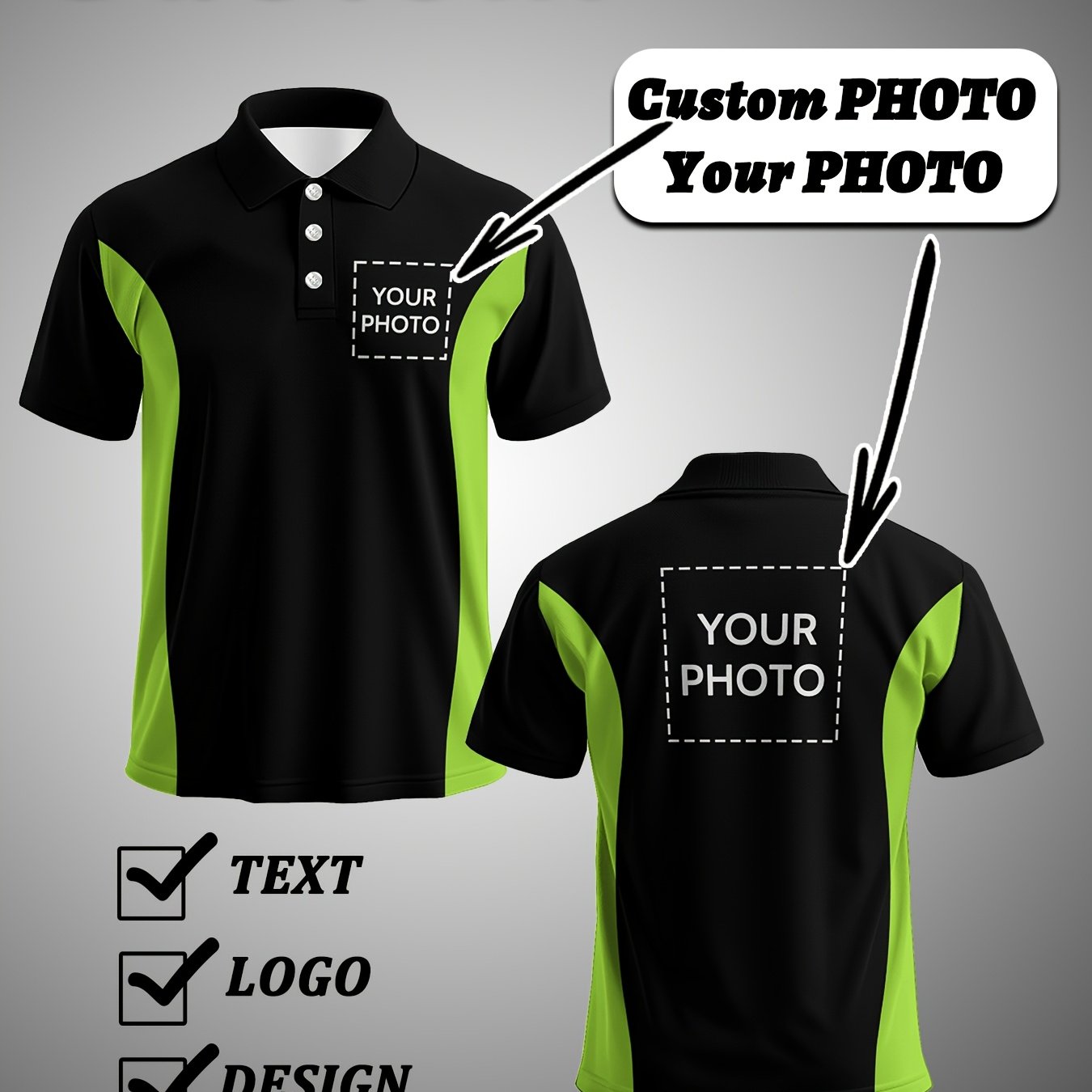 TEMU Men's Plus Size Custom Short-sleeve Shirt - Personalized /text/full-body Print, Suitable For Team Uniforms, Casual & Formal Wear,
