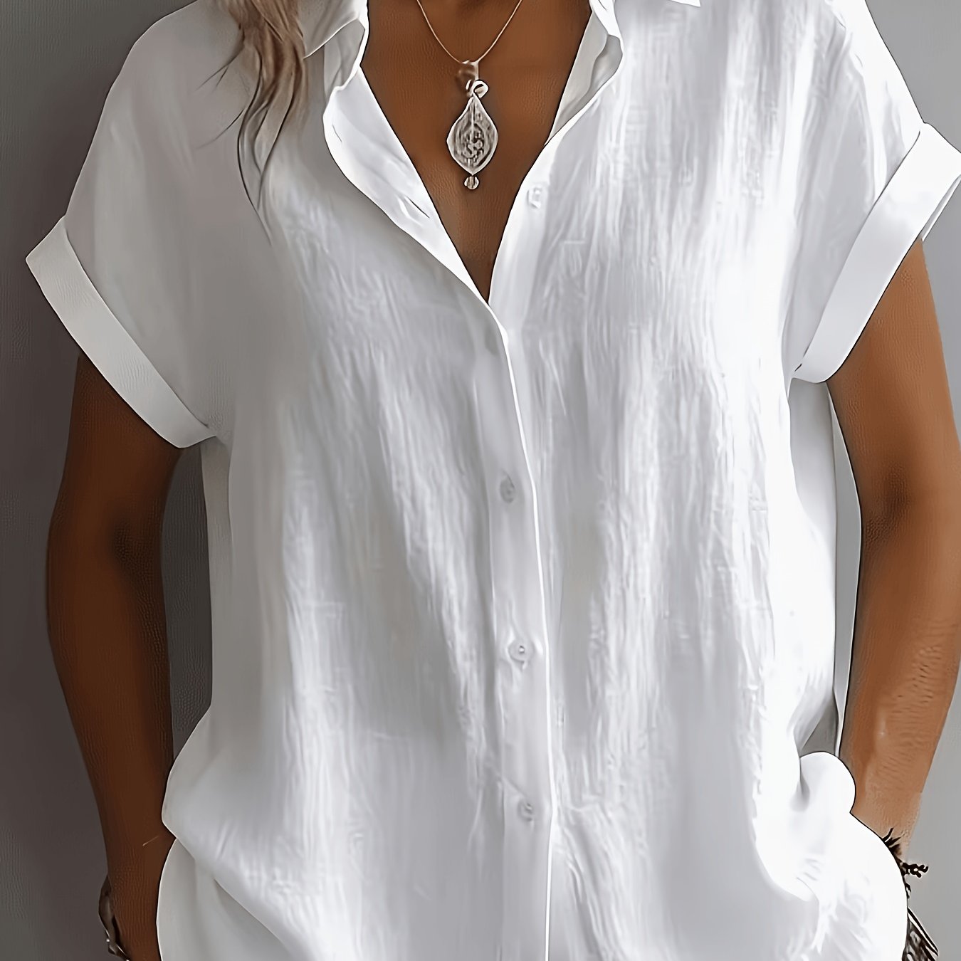 TEMU Loose And Relaxed Shirt, A Versatile Style For Commuting And Casual Wear, Featuring An That And Conceals , A Daily Elegant Look With A Loose,
