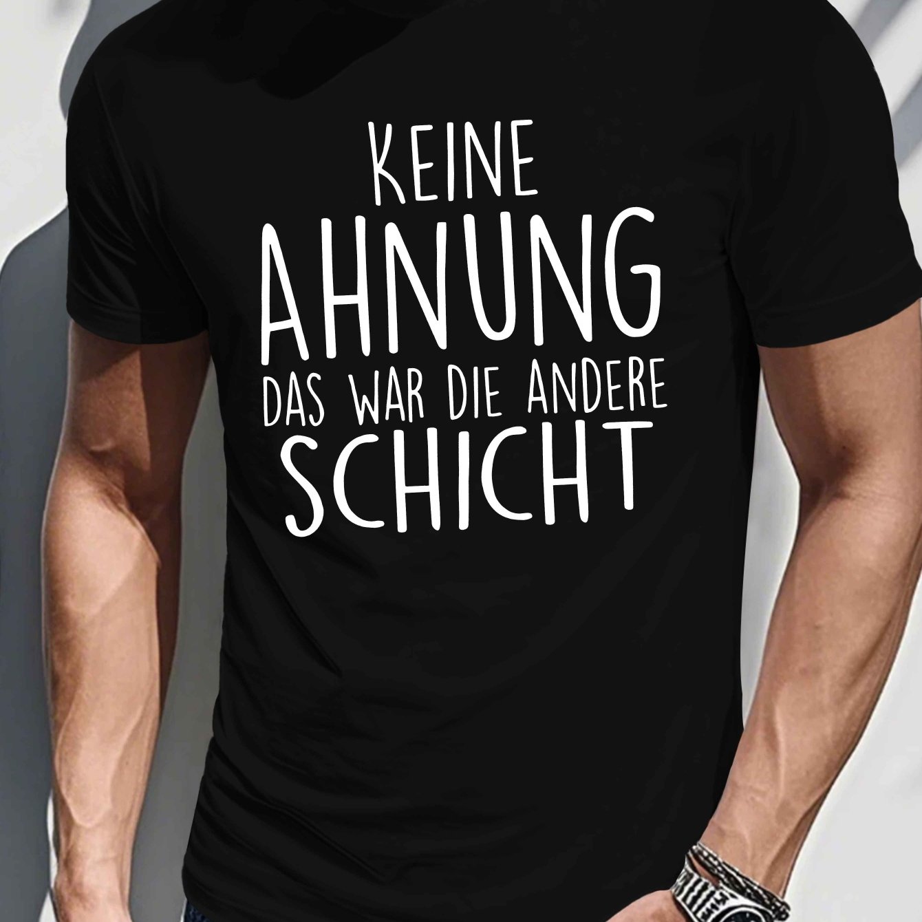 Men's Funny German-inspired Short Sleeve T-shirt - Summer Casual Round Neck, Geometric Pattern, Polyester, Machine Washable