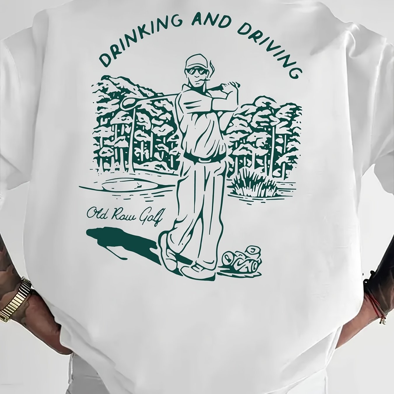 TEMU 1pc With Print Featuring Golf Clubs Suitable For Casual Athletic Wear Individualistic And Easy Versatile Fashion Perfect Short Sleeve Mens T