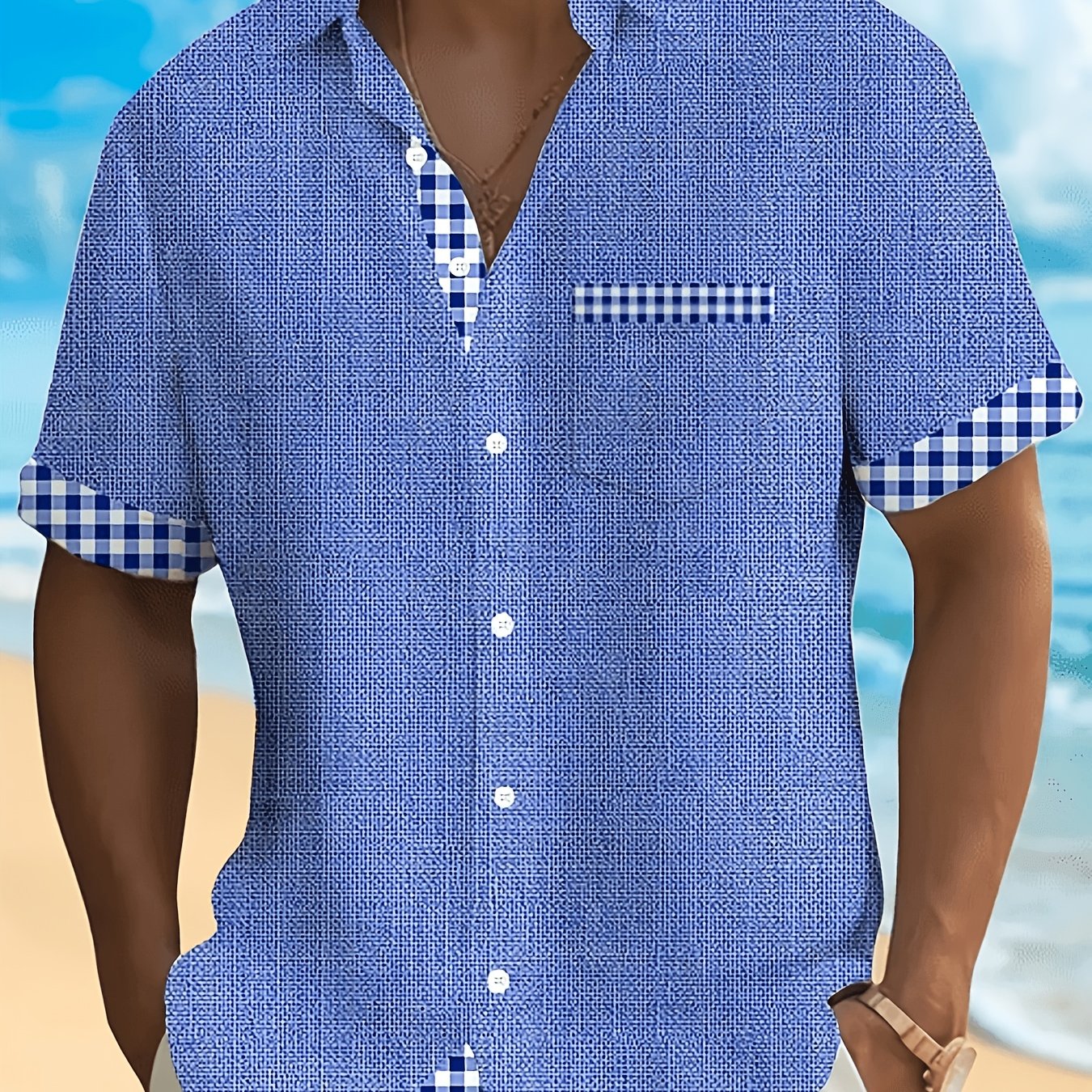 TEMU Men's Short-sleeve Shirt, Design With Pocket