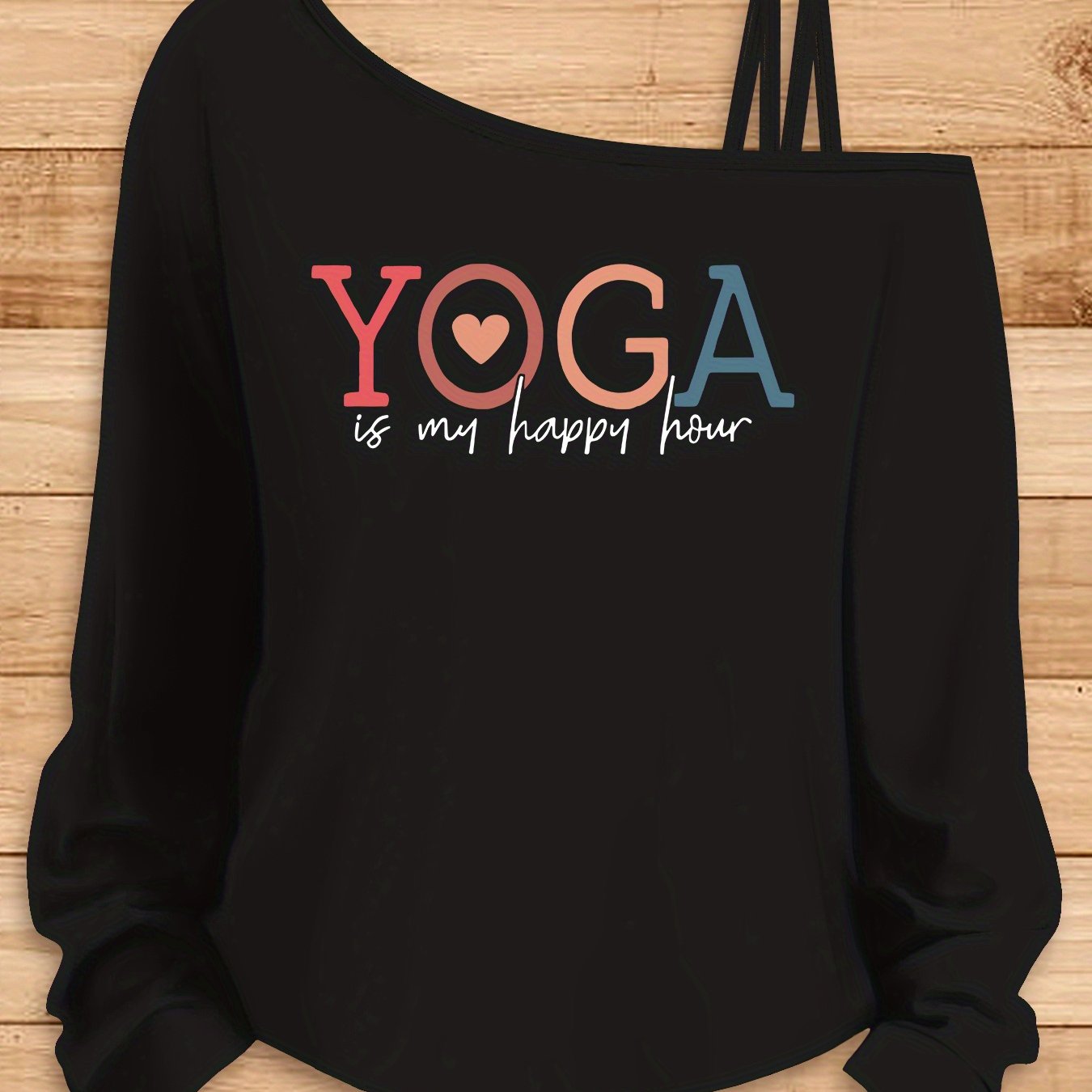 TEMU Yoga Is A Long-sleeved Camisole Top With A " Hour" Pattern Print, Designed For Sports, Leisure, And Parties. It Features A Loose, Elegant, And