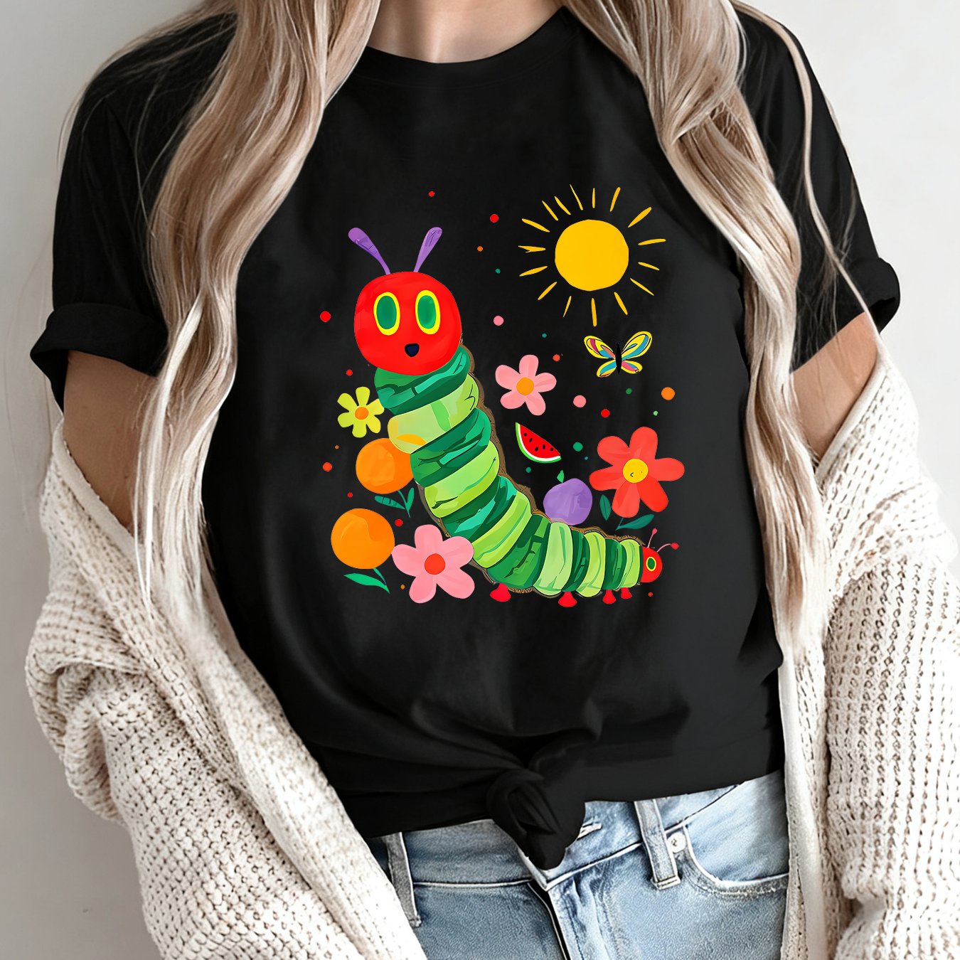 TEMU Watercolor Print T-shirt, Summer And Spring Short-sleeved Round-neck Casual Top, Women's Clothing, Sizes S-xxl