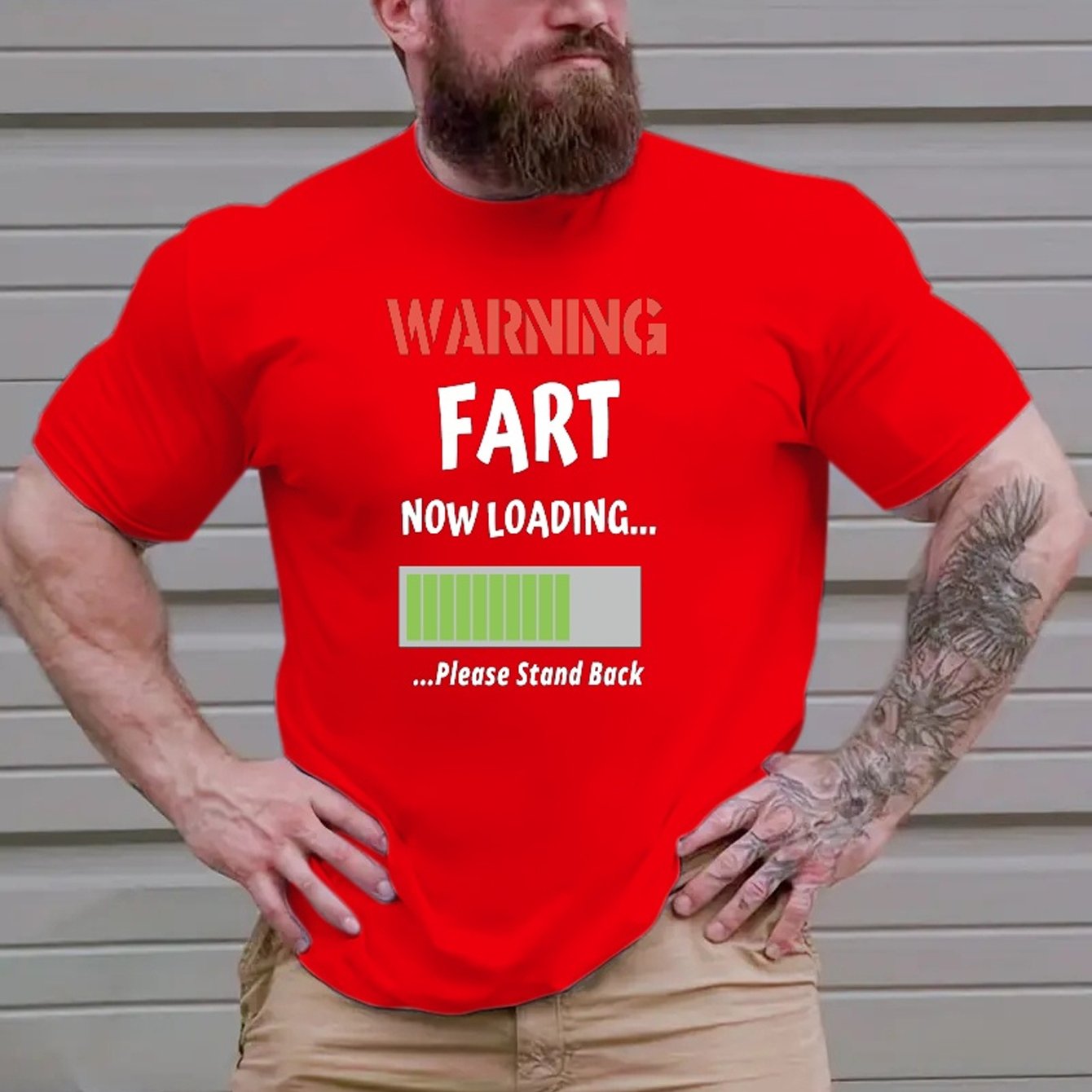 TEMU Plus Size Men's "warning Fart" T-shirt For Summer Outdoor, Men's Clothing