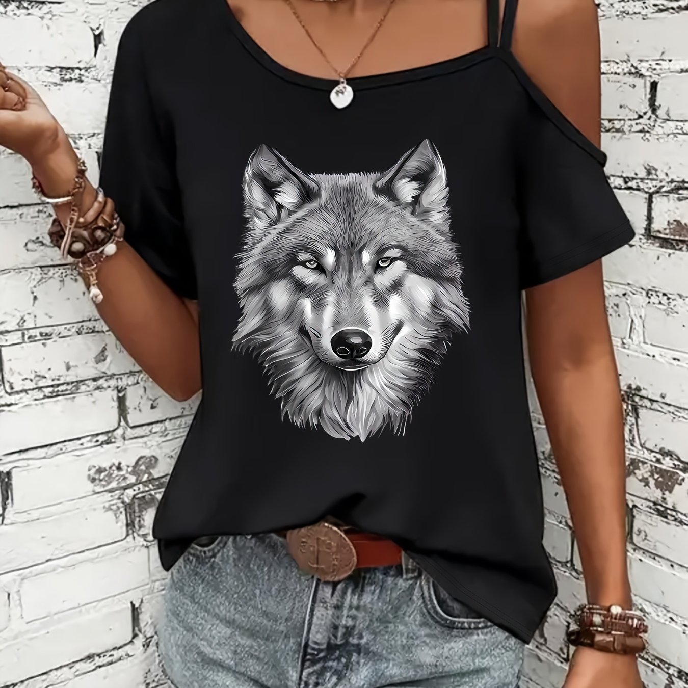 TEMU Camiseta con estampado , Top casual de manga corta para verano y , Ropa de mujer