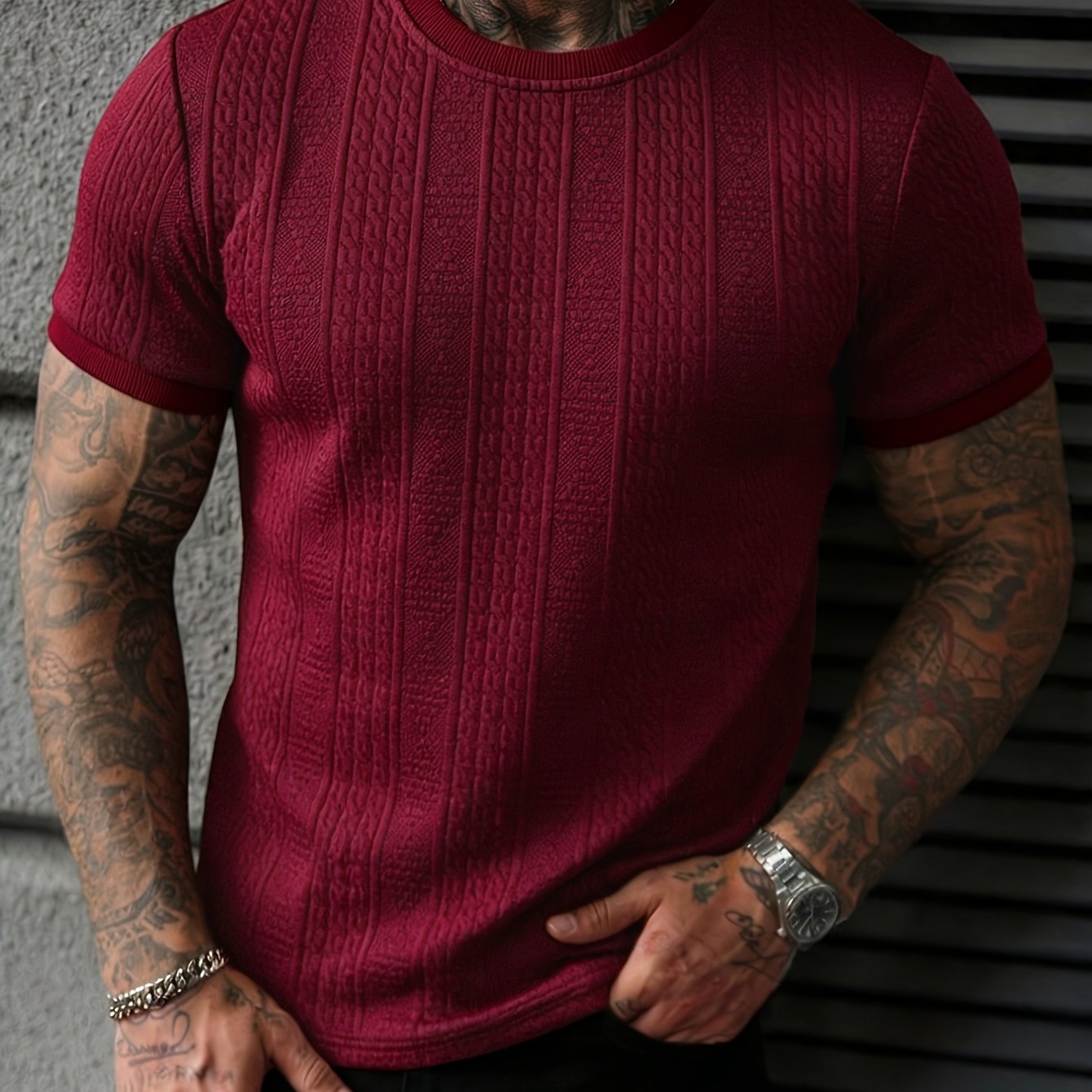 TEMU T-shirt à col ras du cou et manches courtes, un haut en décontracté et polyvalent pour homme, adapté aux tenues de travail quotidiennes d'été