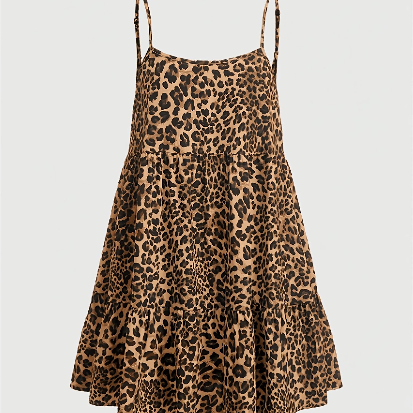 TEMU Summer Leopard Print Spaghetti Strap Women's Mini Dress