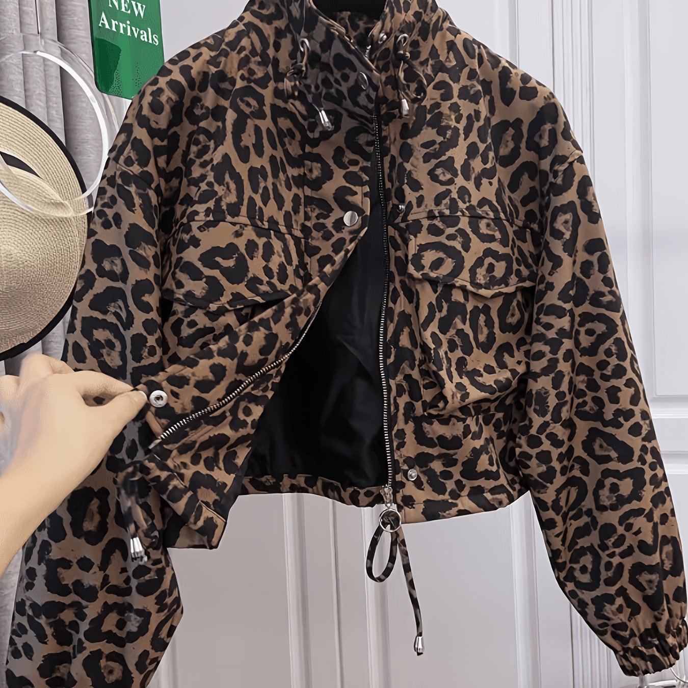 TEMU Western Individual Fashion Casual Daily All-match Outing Holiday Date Short Leopard Print Design Jacket Coat Asd1