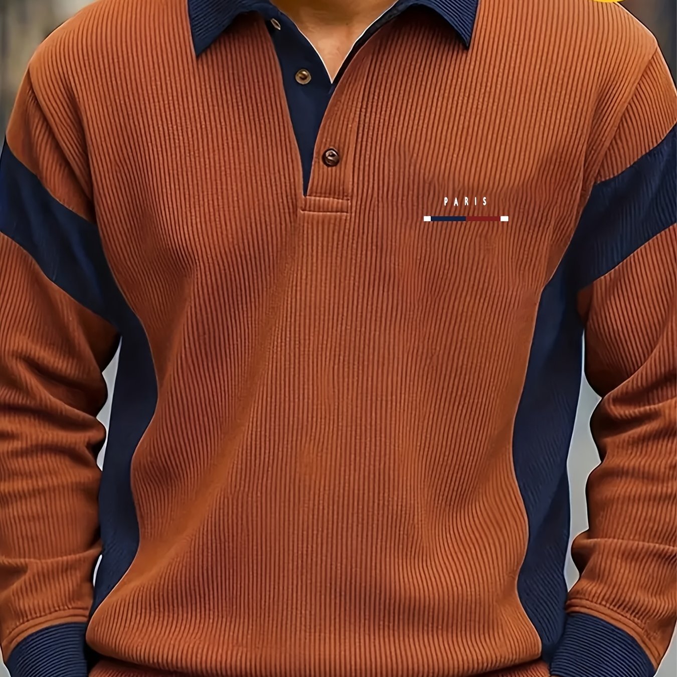 TEMU 's Long-sleeve Shirt With Soft Textured Fabric   Contrast Color Details   "paris" Print, Suitable For Office Wear / Autumn/ / Light Social
