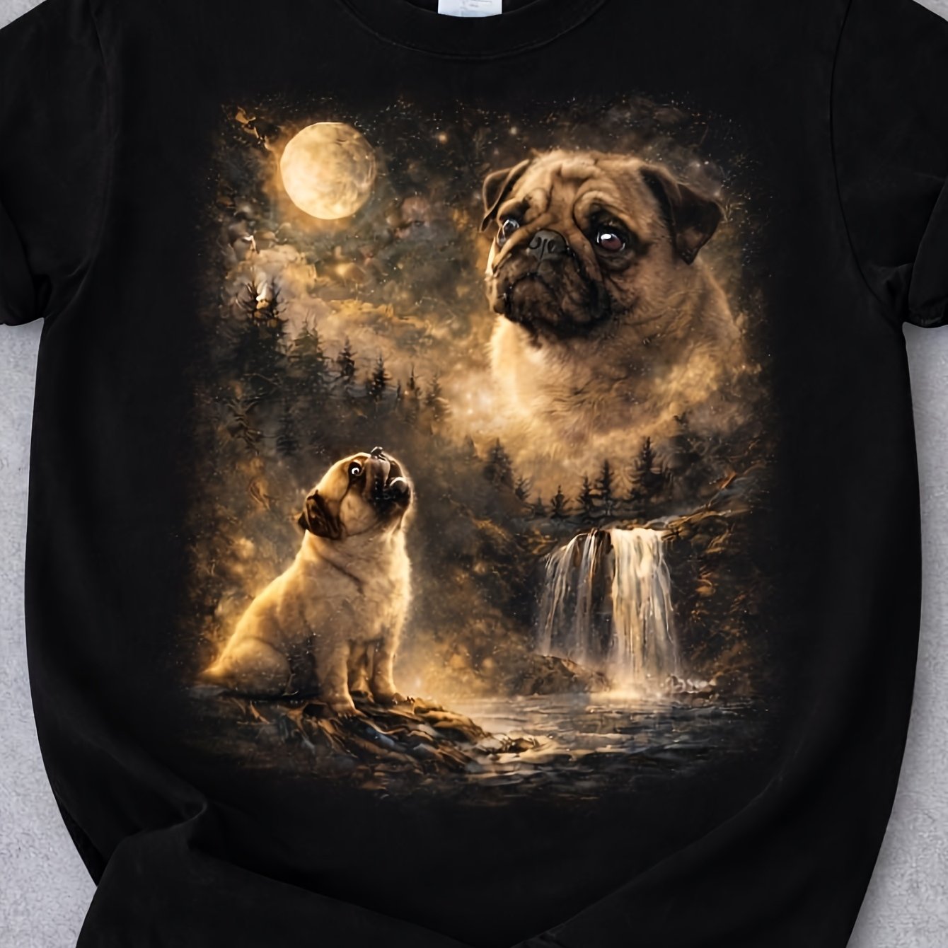 Image of Pug Animals Comedy Humorous Statement Casual Wear Gym Sports Attire Birthday Gift For Son Men Cotton 180g Round Neck Mens Tshirt