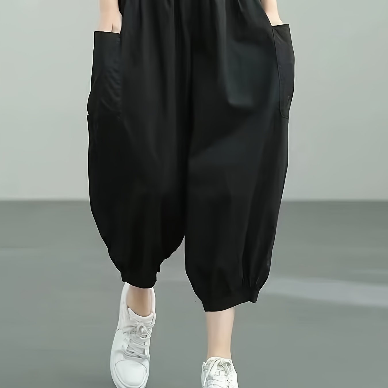 TEMU 【商品名】おしゃれ 薄手 ゆったり トレンドスタイル 夏 レディース カジュアル 簡単 万能 気質 伸縮性 ハイウエスト 通勤 九つ巴パンツ