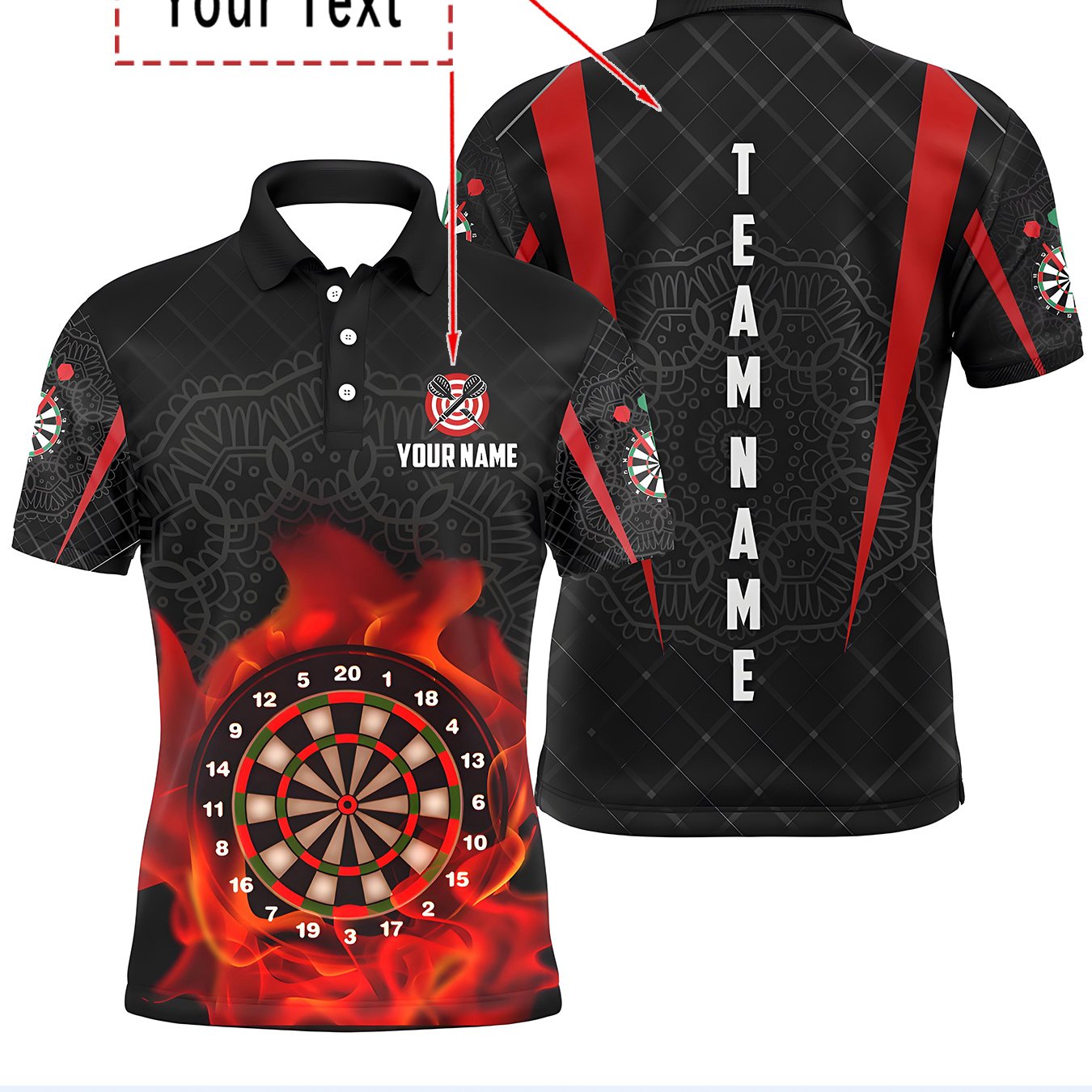 TEMU Custom Men's Darts -shirt (washable) - Personalize With Name And Name, Dartboard Design, Casual, Breathable Darts Club Games And Training | Dart