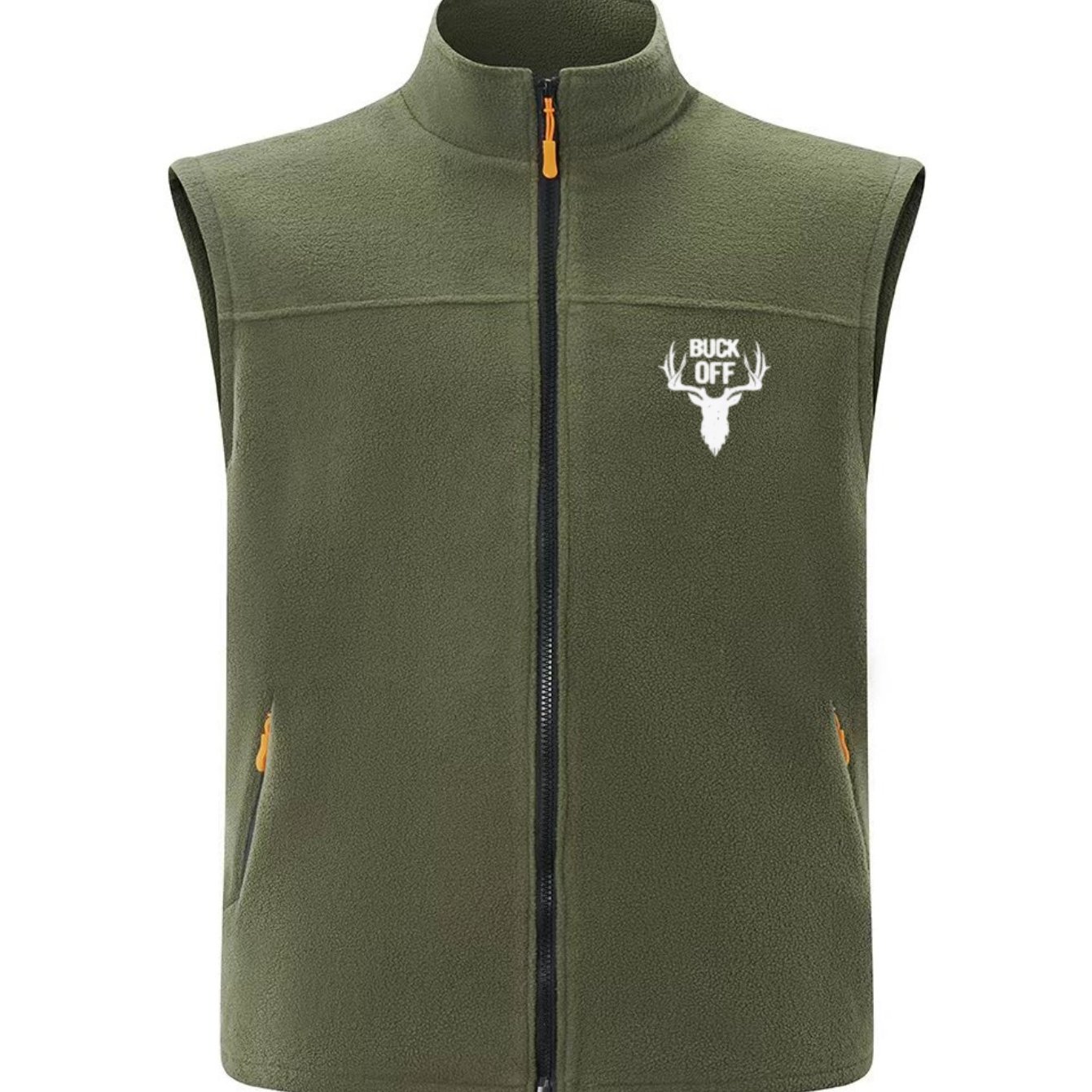 TEMU Lightweight Vest For Men, Mountain And Field Hunting Stag Logo Print, Fluorescent Zipper, Outdoor Cycling And Running, Machine Washable,