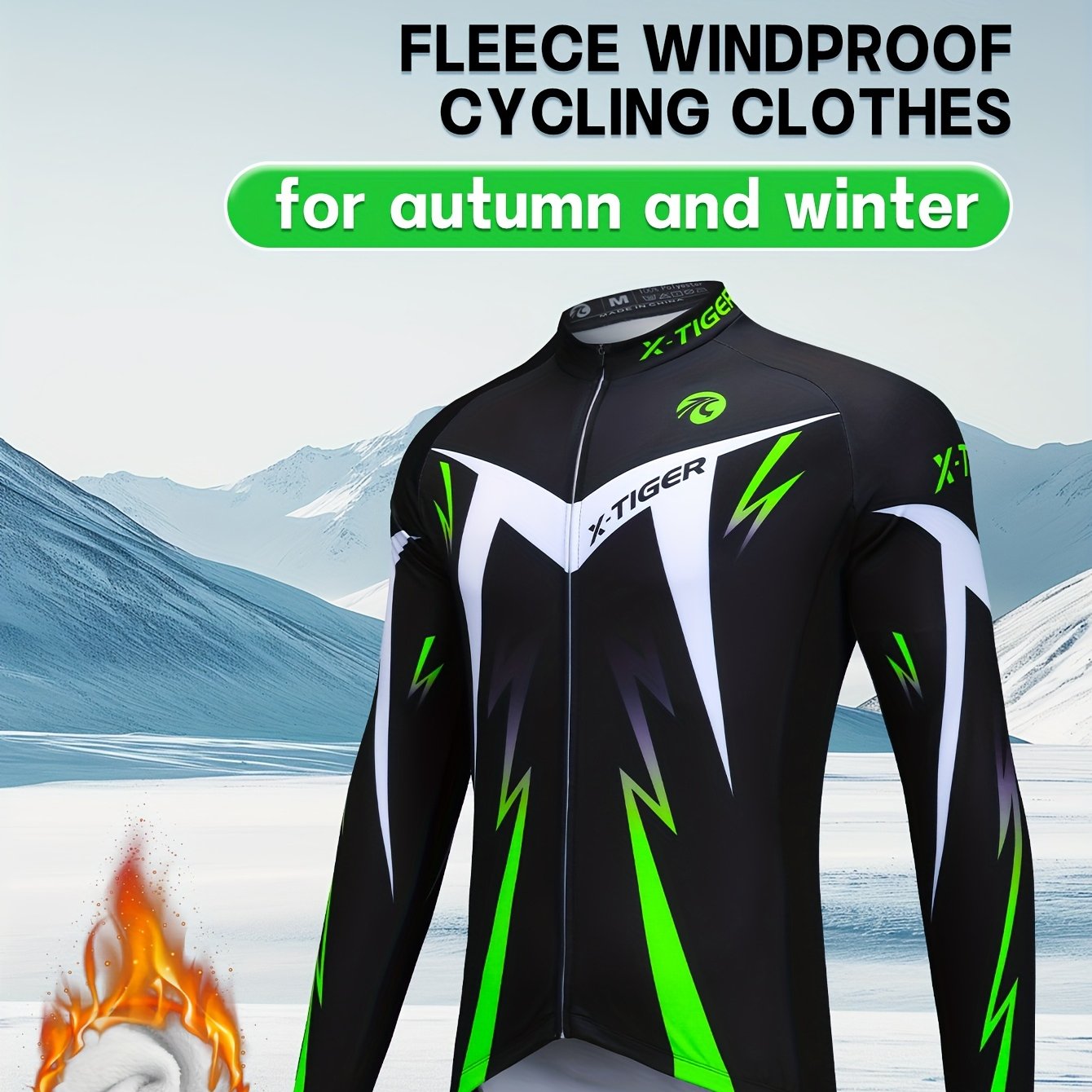 TEMU Maillot de cyclisme en pour homme XTIGER, haut chaud, idéal pour les activités de , coupe-vent
