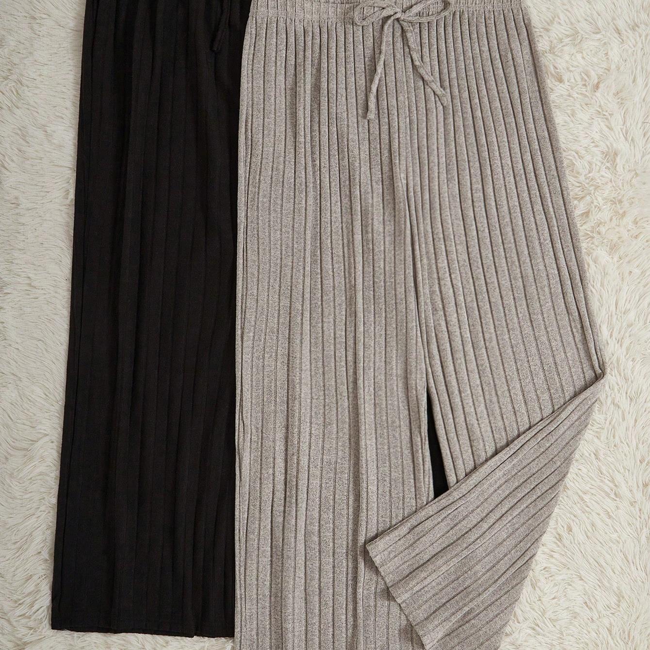TEMU 2pcs Easy Solid Color Ultra-thin Fabric Loose Casual Size Straight Leg Trousers, Spring/autumn, Autumn Clothing