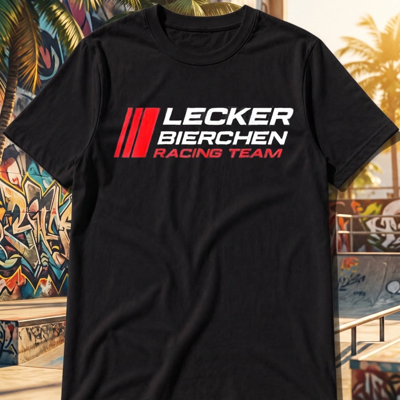 Image of Bierchen Beer T-shirt - Unisex Casual Round Neck Tee With Rote Streifen Racing, Suitable For &, Machine Washable For Wear And Themed Events