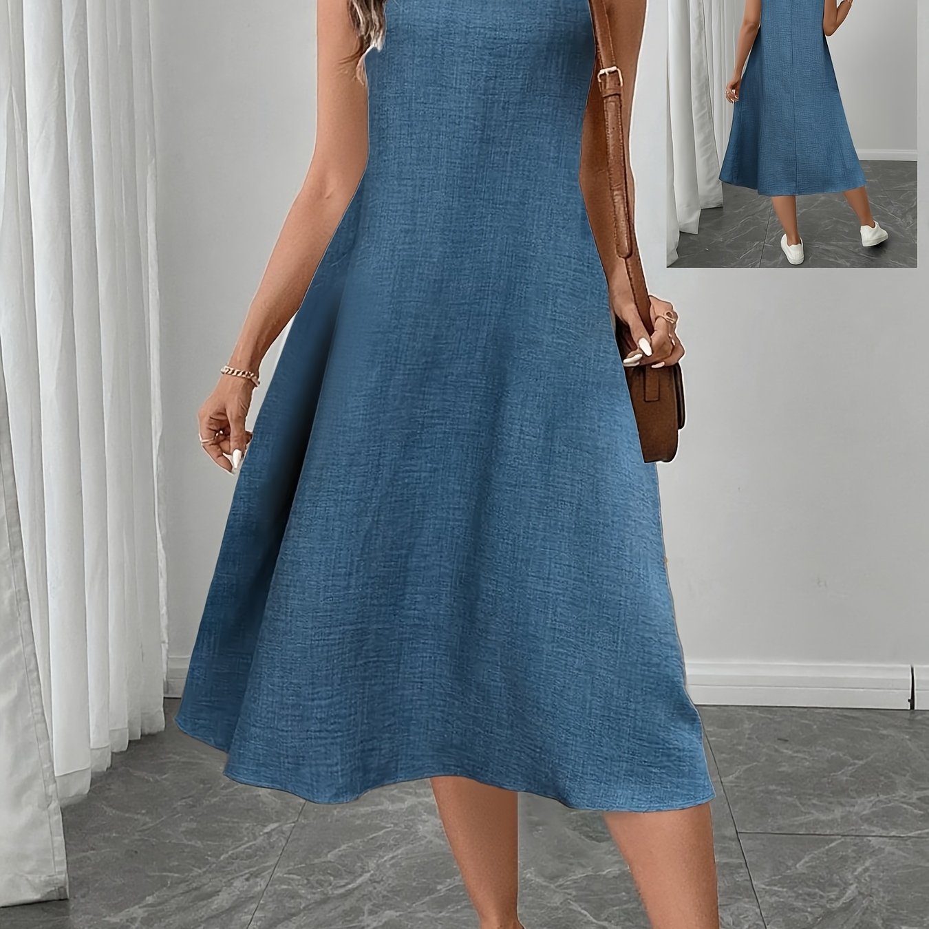 TEMU Robe d'été unie pour femmes