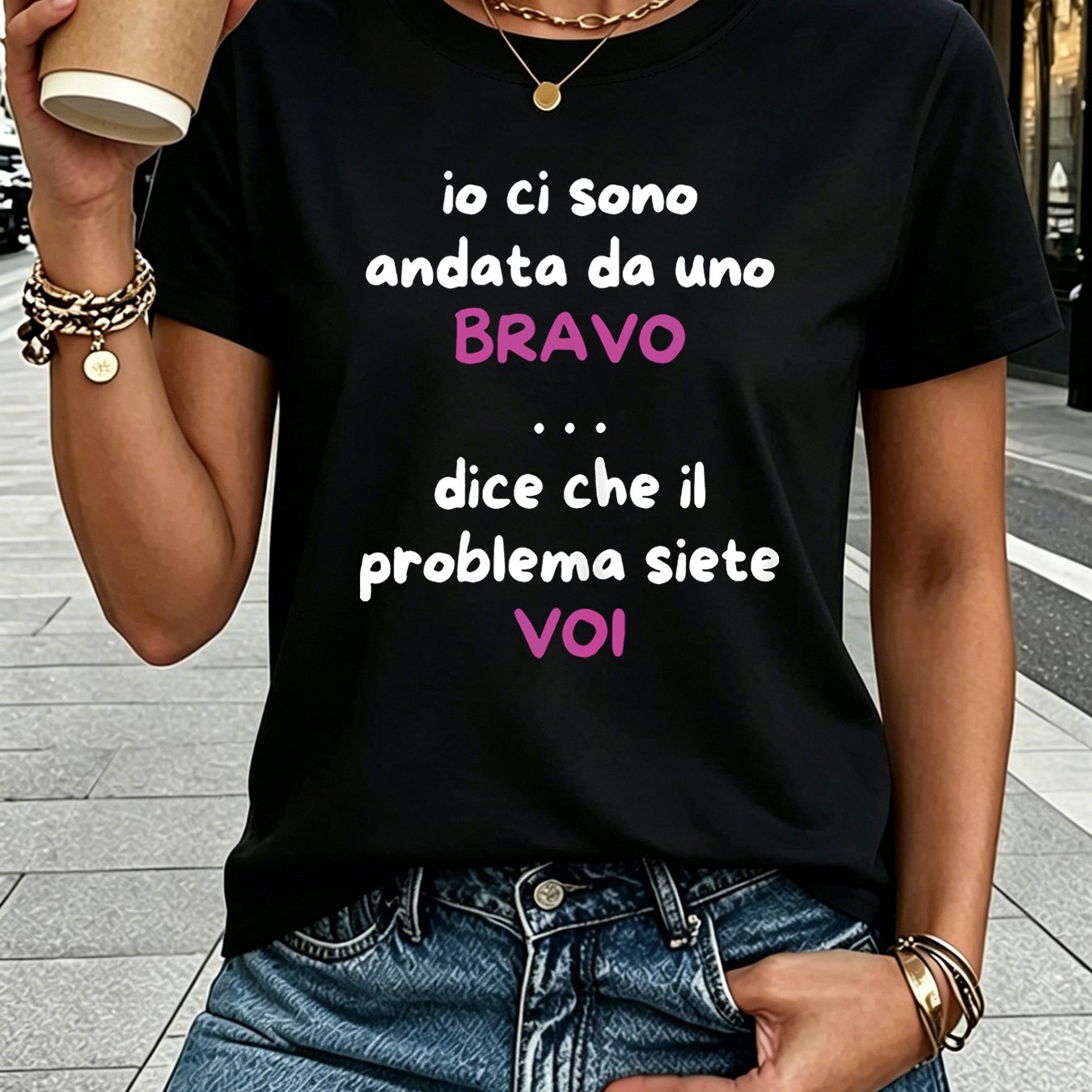 TEMU Taglie Forti - Taglie Forti - Da Uno Stampa di Lettere Taglie Forti T-Shirt da Donna, Top Casual a Maniche Corte per Estate & , Abbigliamento da
