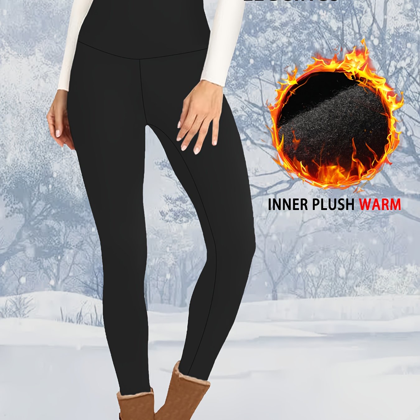 TEMU Leggings da donna a vita con in pile termico, collant invernali e spessi per allenamento, pantaloni morbidi