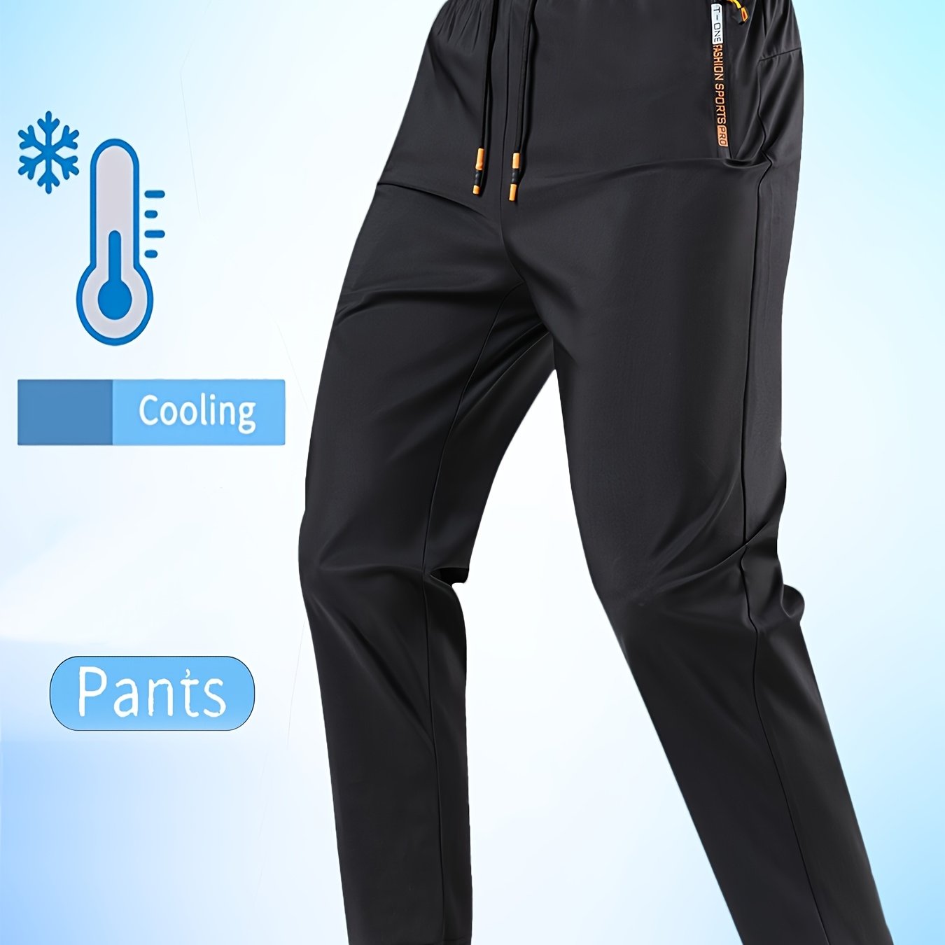 TEMU Pantalon Long d'Été pour Homme, Fin et Respirant, Coupe Droite, Pantalon de Sport Décontracté Élastique