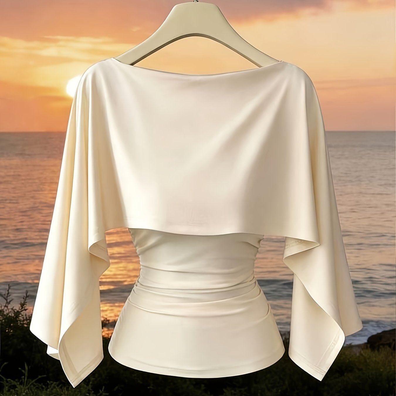 TEMU New Women's Sleeveless Shawl Collar Stretch Top, Elegant Everyday Versatile Slim-fit T-shirt