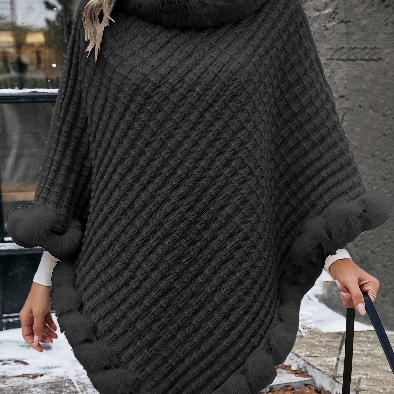 Elegant Women's Waffle Shawl With A, Perfect For Autumn And Winter