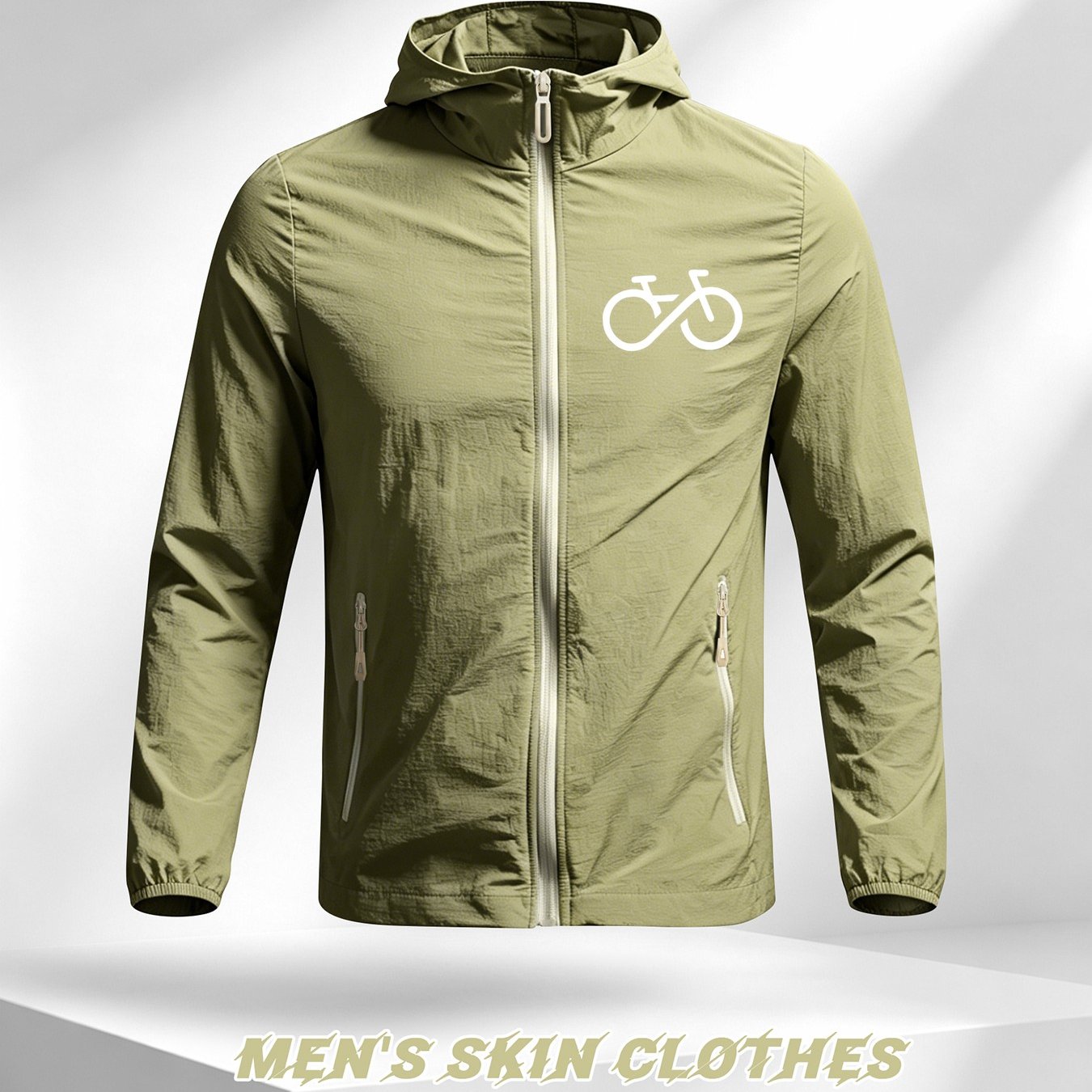 TEMU Men's Minimalist Bicycle Hooded Zip- Jacket Outerwear, In 4 Colors, Skin-friendly, Loose Fit, Stylish, Versatile, Casual, Trendy, Streetwear,