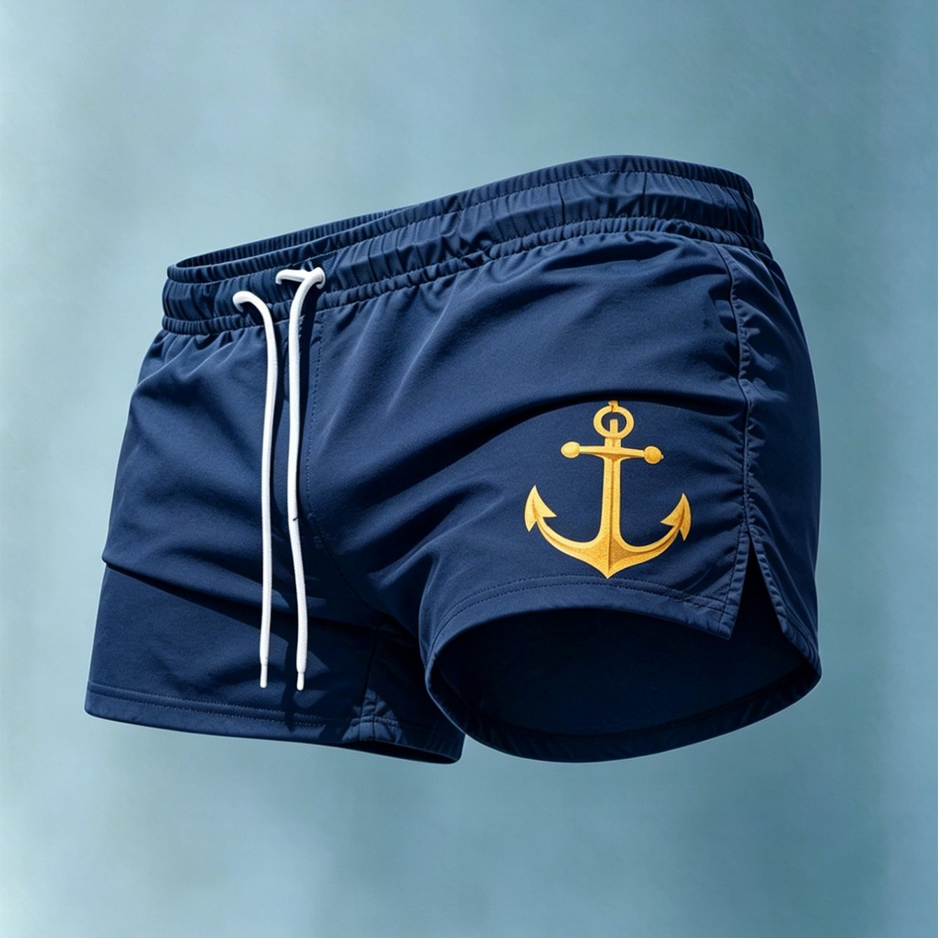 Men's Navy Blue With Print Beach Swim Trunks Summer Loose Quick-dry Shorts Suitable For Seaside Surfing Coastal Vacation Water Activities Ideal For Daily Outdoor St
