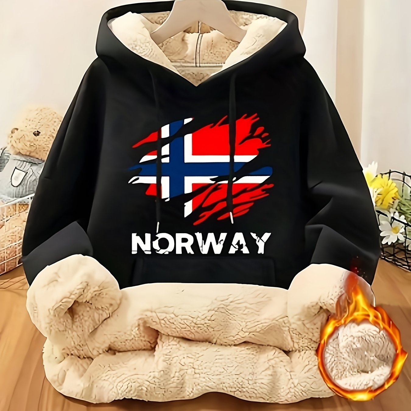 TEMU Sudadera con capucha de moda para mujer - Sudadera pesada de invierno - Estampado de , lavable a máquina, adecuada para uso diario casual, felpa