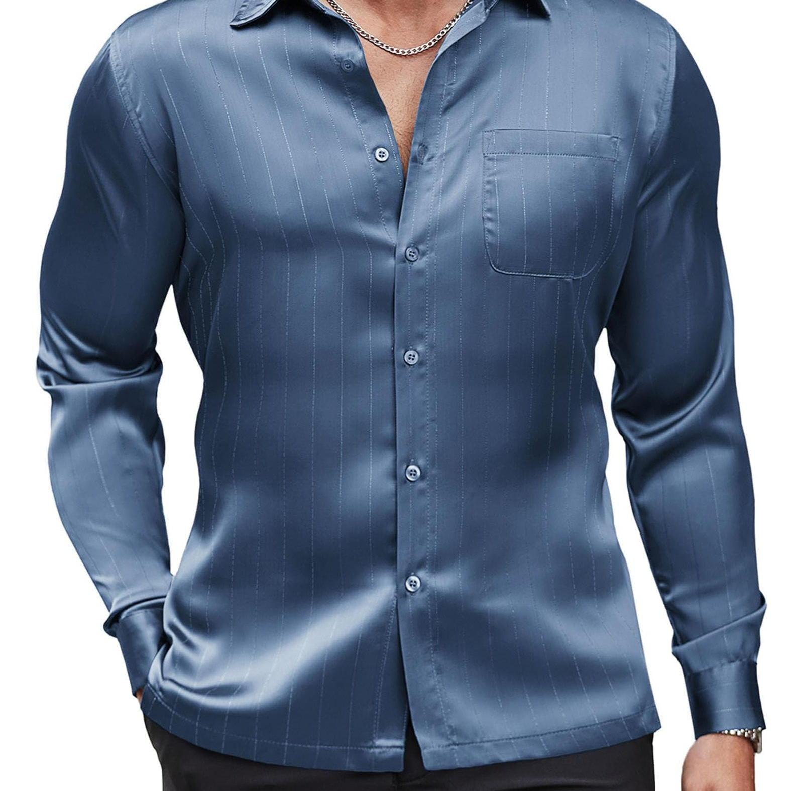 mens luxury red satin dress shirt long sleeve button - Temu